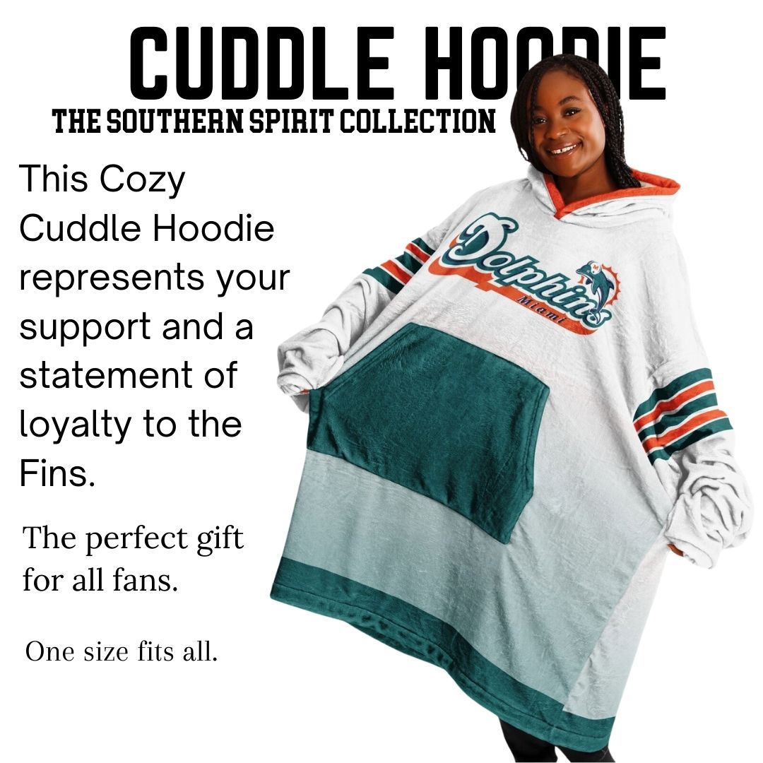 Miami Dolphins Retro White Football Cuddle Hoodie