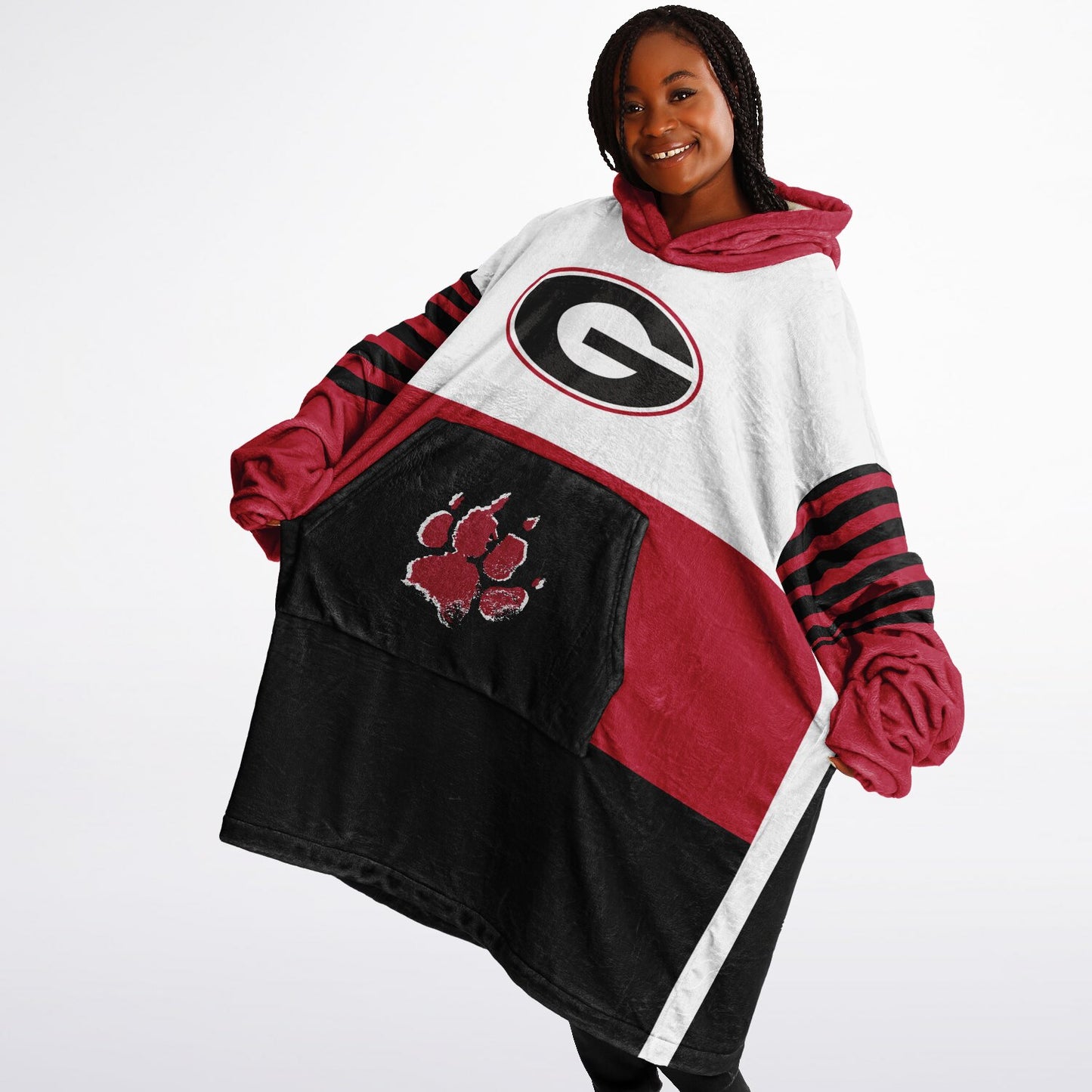 Georgia White Tri-Color Dawgs Cozy Cuddle Hoodie Best Gift for Dawg Fans & Alumni