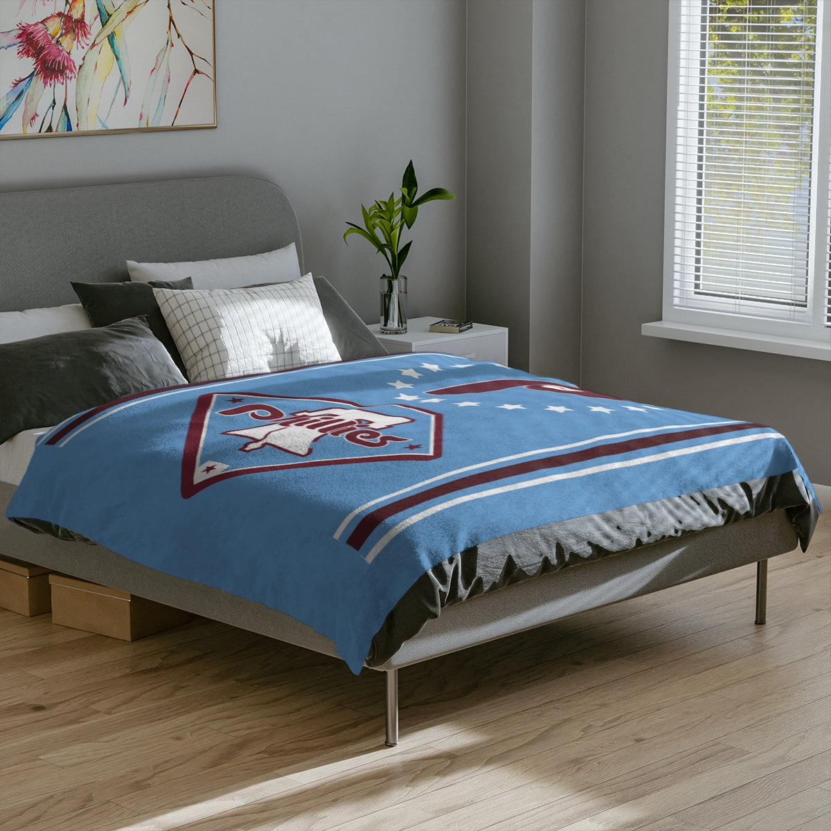 Blanket Phillies Retro Blue Throw Blanket Philly Baseball Fan Gift Baseball Throw Blanket for Children, Students Dad Mom Sports Home Décor