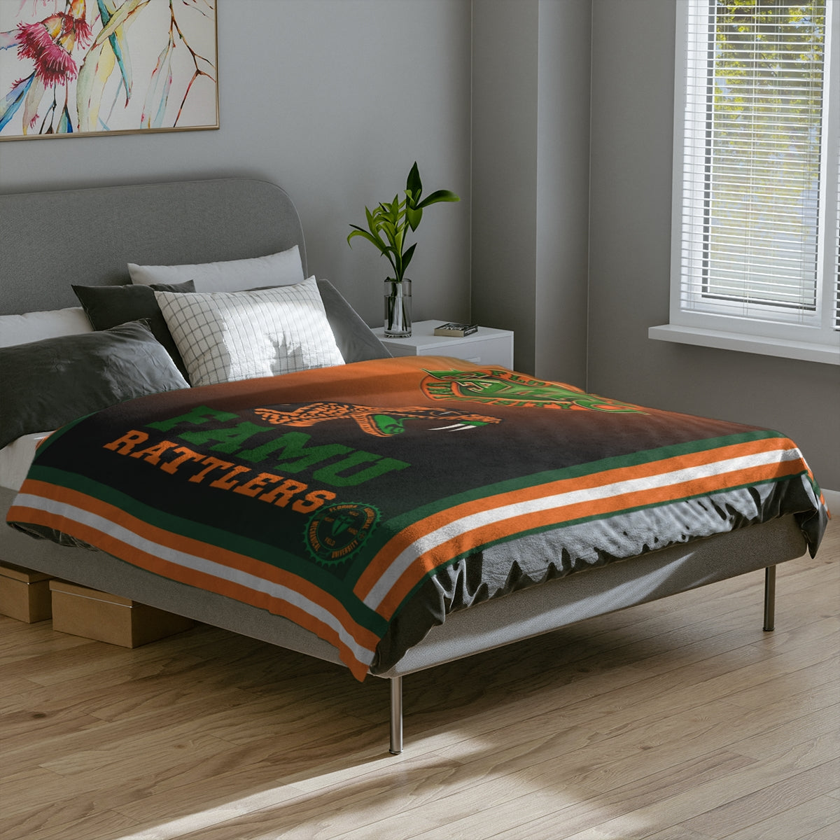 FAMU Rattlers Minky Blanket Perfect Back To School Gift Florida A&M Throw Blanket for Rattler Moms Indoor and Outdoor Cozy Comfort Gift