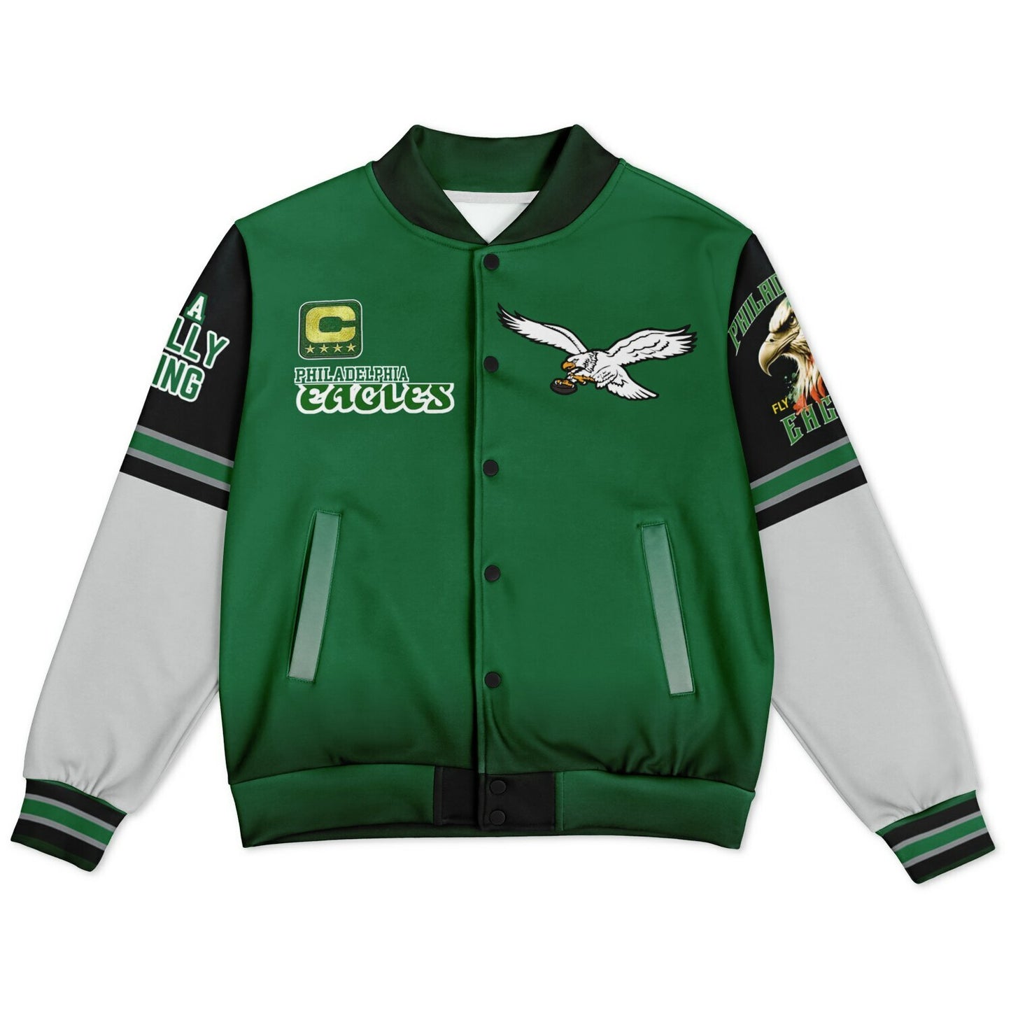 Eagles Super Bowl Champions Kelly Green White Eagle Helmet Varsity Jacket