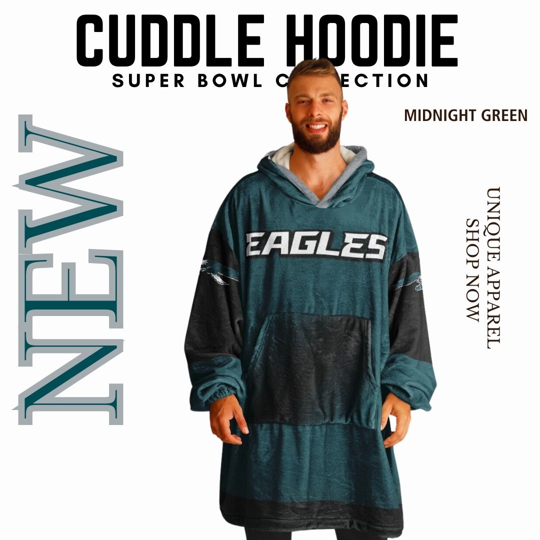 Super Bowl Champs Eagles Midnight Green Eagles SB Champions Oversize Hooded Blanket Gift for Fans