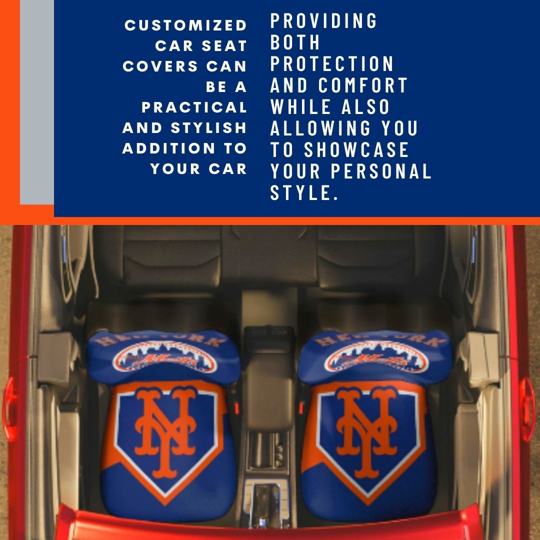 NY Mets Car Seat Covers, blue and orange Truck seat covers, NY Mets fan gift, car accessories gift