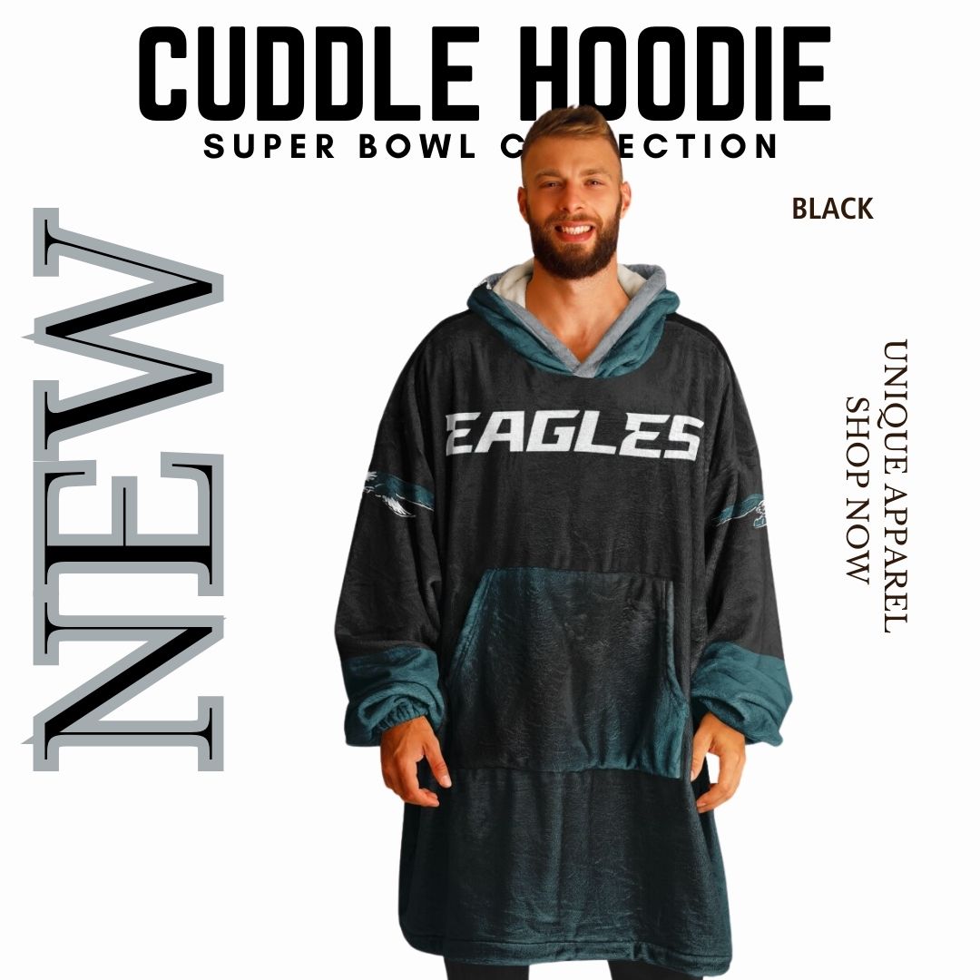 Super Bowl Champs Eagles Black Eagles SB Champions Oversize Hooded Blanket Gift for Fans