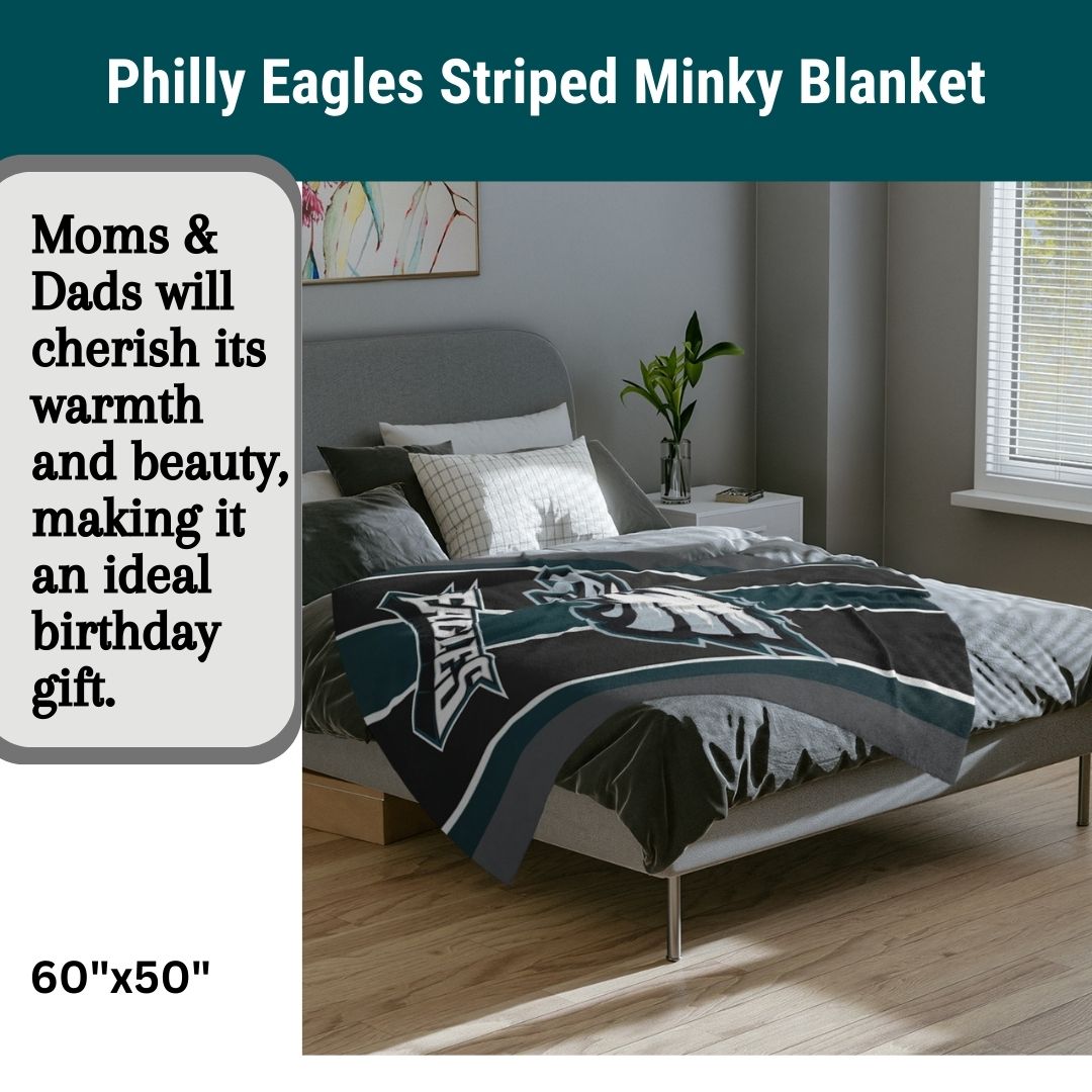 Eagles Blanket Striped Soft Throw Blanket Perfect Birthday Gift for Philly Football Fans Blanket to Watch Eagles Games Sports Decor