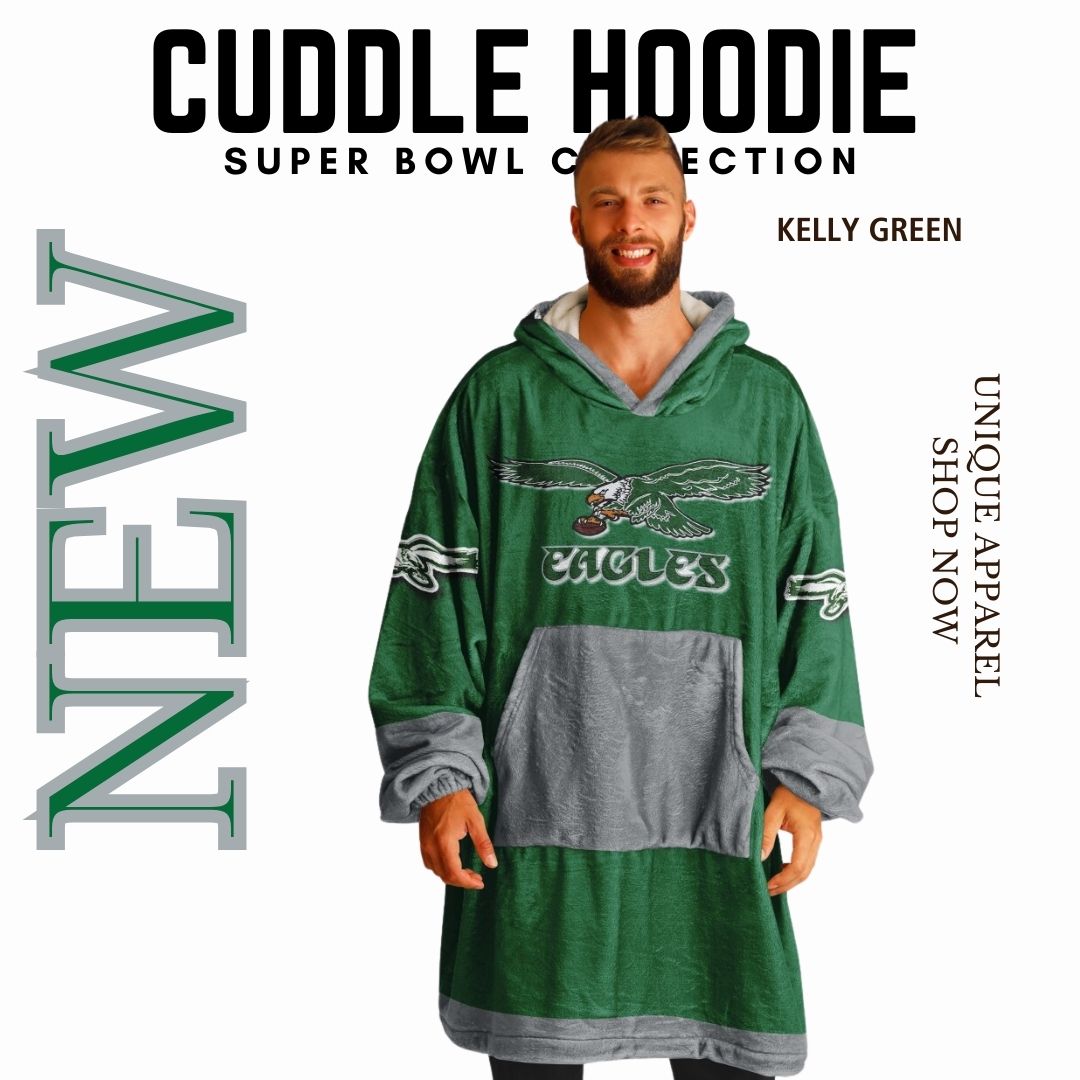 Super Bowl Champs Eagles Retro Kelly Green Eagles SB Champions Oversize Hooded Blanket Gift for Fans