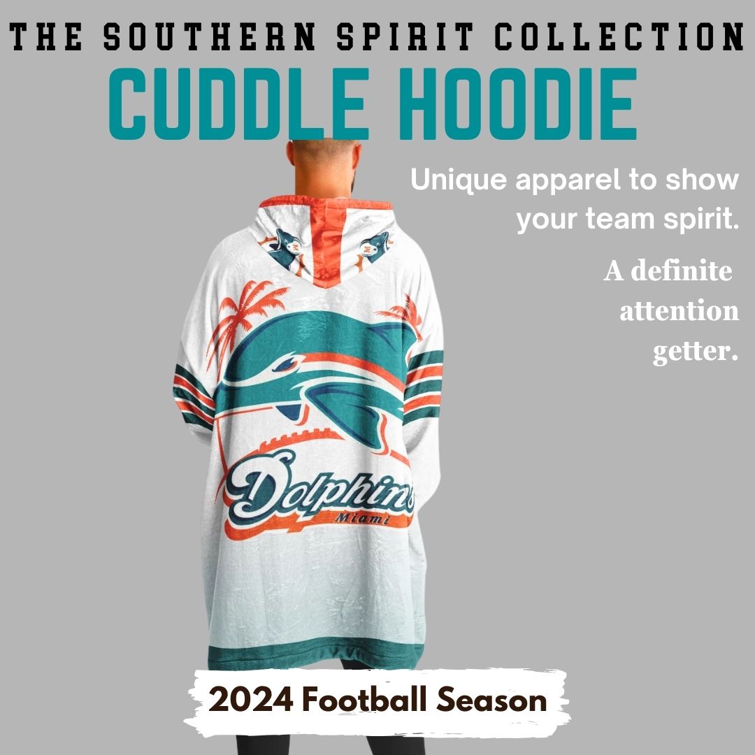 Miami Dolphins Retro White Football Cuddle Hoodie