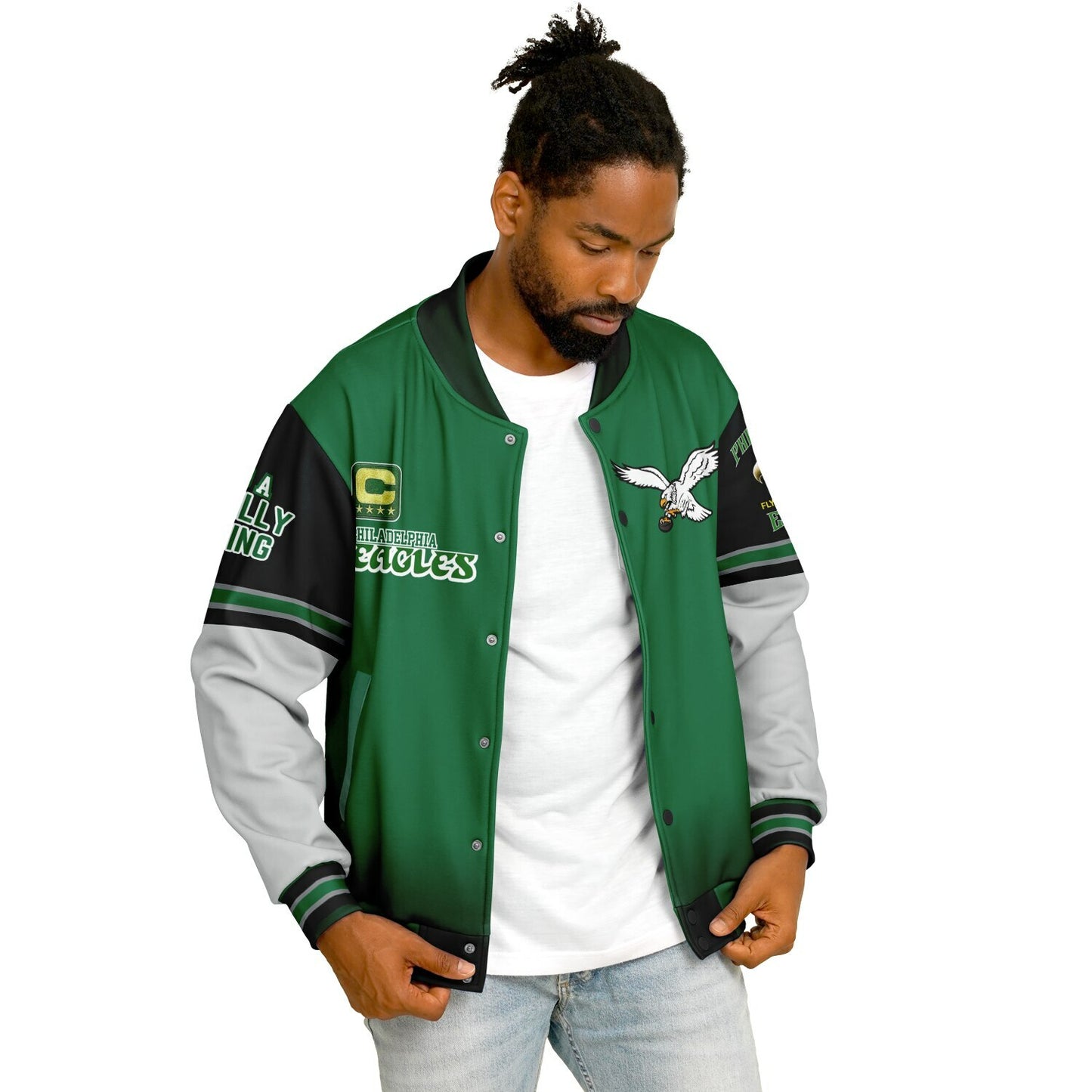 Eagles Super Bowl Champions Kelly Green White Eagle Helmet Varsity Jacket