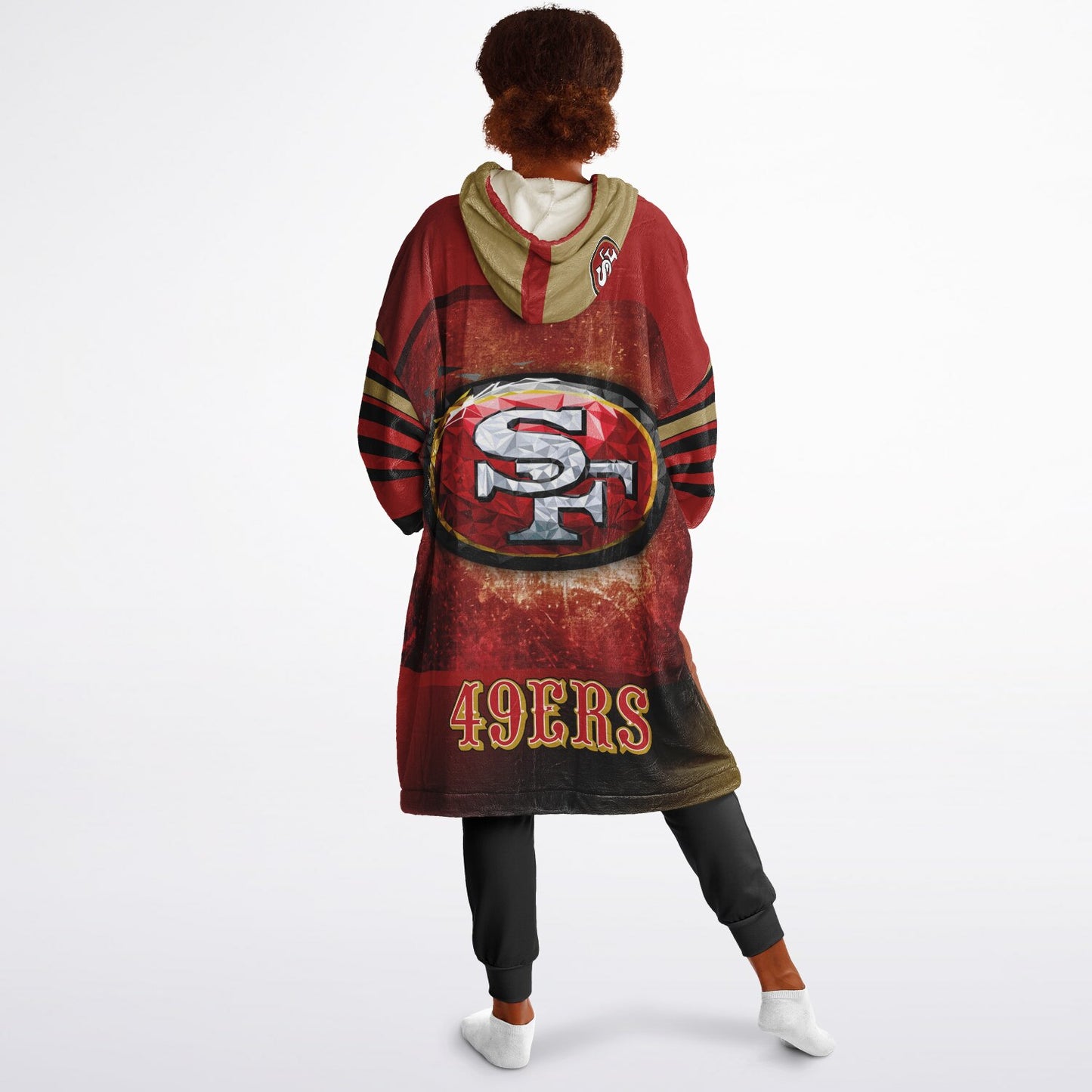 Youth 49ers Red & Black Oversize Cuddle Hoodie Young Fan Gift From Mom Dad
