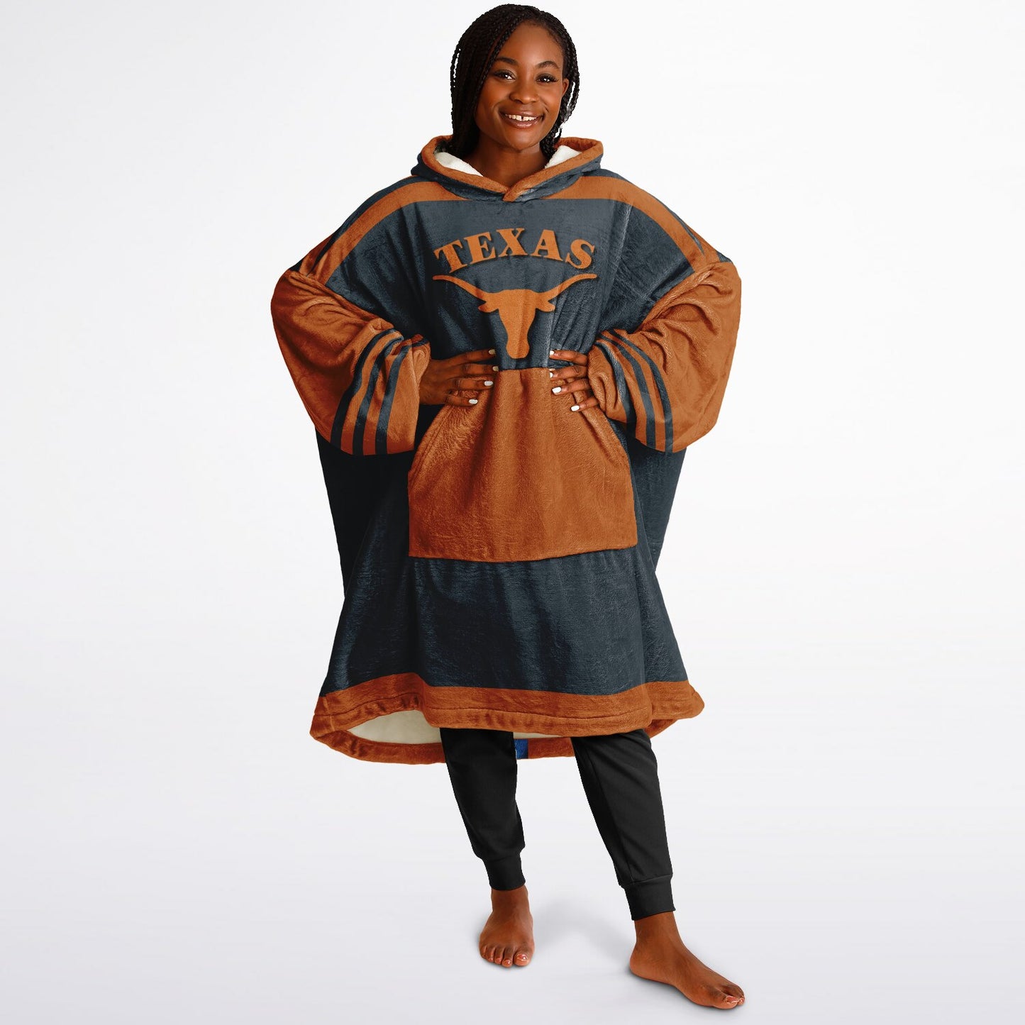 Texas Grey & Burnt Orange Cuddle Hoodie "Hook-em Horns" Gift for Texas Fans & Alumni