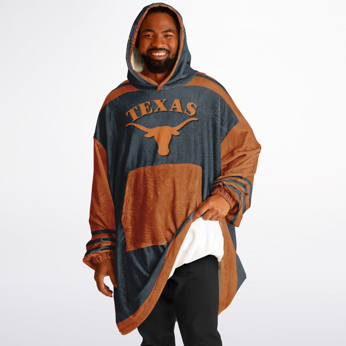 Texas Grey & Burnt Orange Cuddle Hoodie "Hook-em Horns" Gift for Texas Fans & Alumni