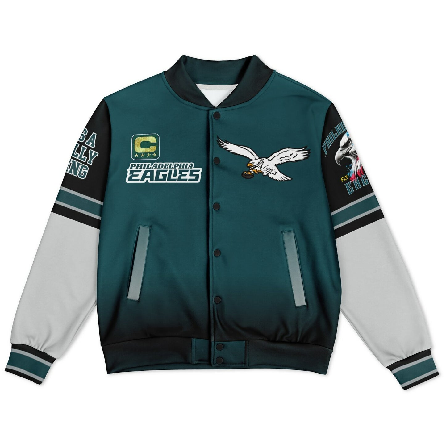 Midnight Green Super Bowl Champions Eagle Helmet Varsity Jacket