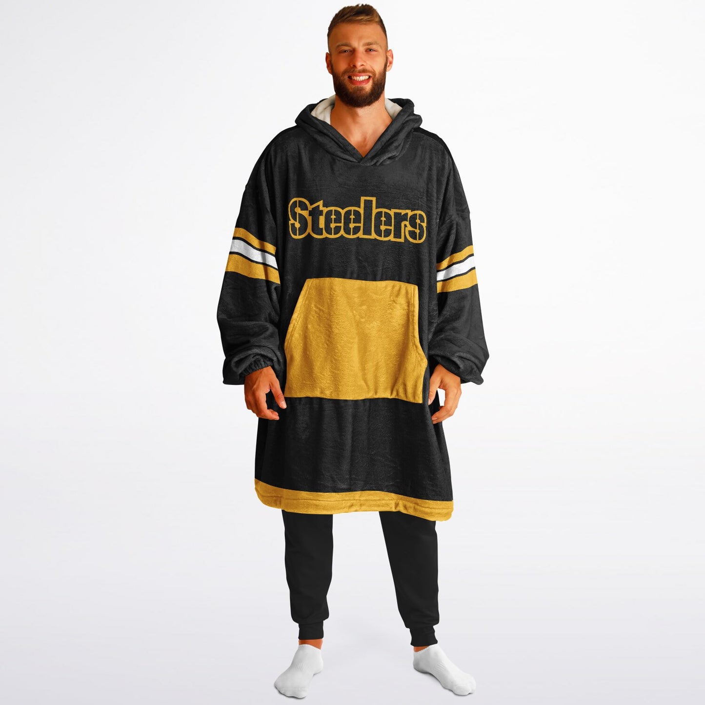 Steelers "PITTSBURGH" Oversize Cuddle Hoodie Yellow Pocket