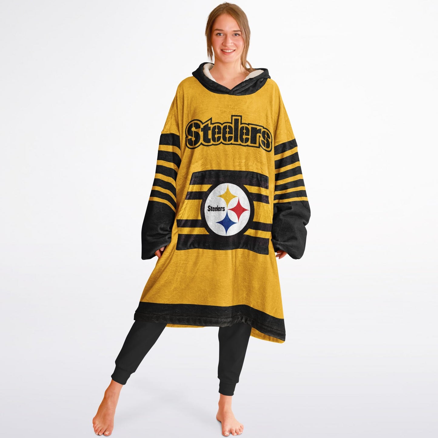 Pittsburgh Steelers Gold & Black Oversize Cuddle Hoodie Gift for Fans