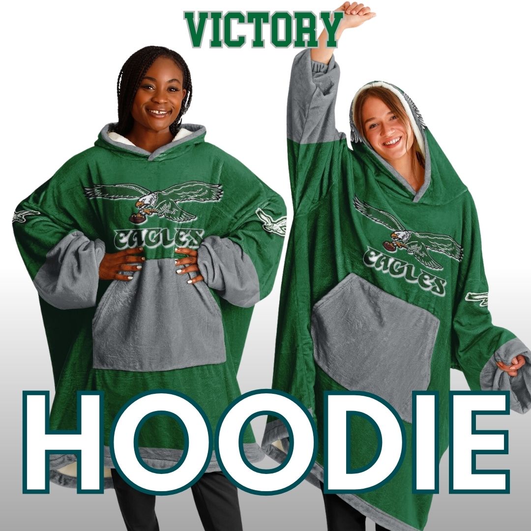 Super Bowl Champs Eagles Retro Kelly Green Eagles SB Champions Oversize Hooded Blanket Gift for Fans