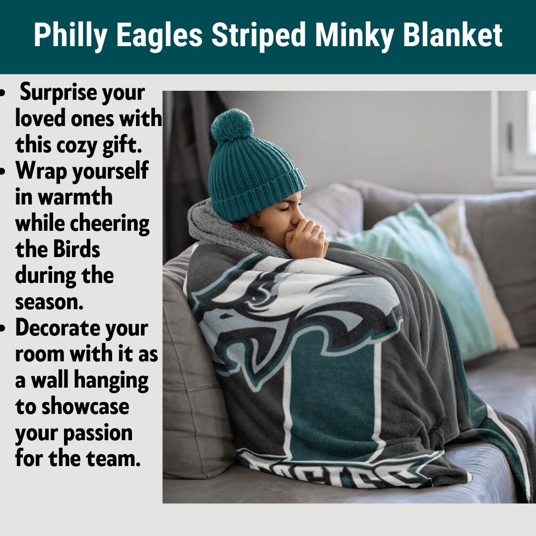 Eagles Blanket Striped Soft Throw Blanket Perfect Birthday Gift for Philly Football Fans Blanket to Watch Eagles Games Sports Decor