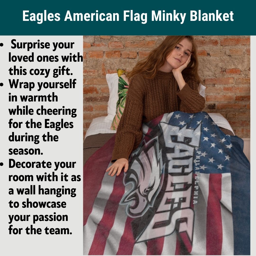 Eagles American Flag Soft Blanket Philly Football Cozy Birthday Gift for Eagles Football Fans Throw Blanket to Watch Eagles Games Sports Home Decor