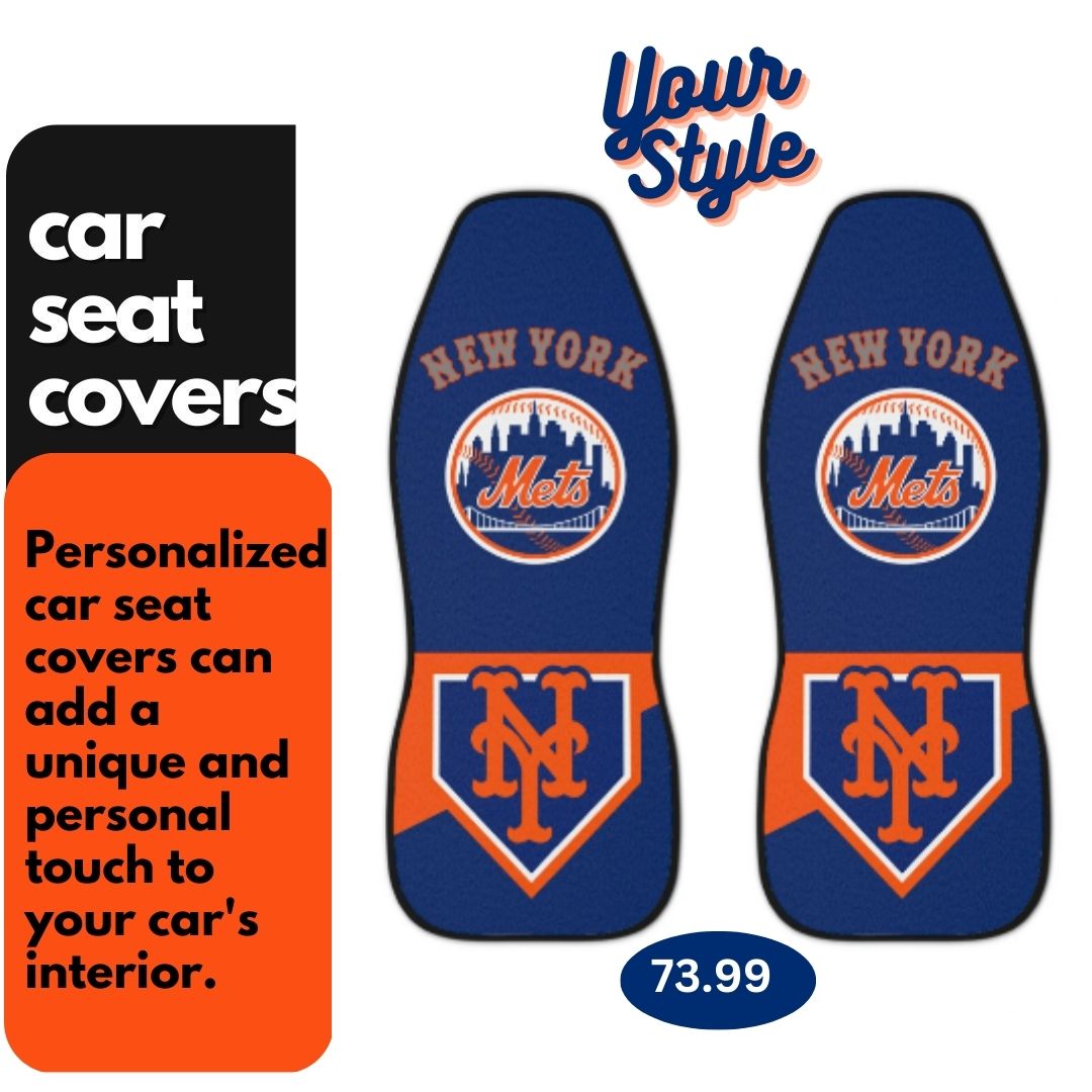 NY Mets Car Seat Covers, blue and orange Truck seat covers, NY Mets fan gift, car accessories gift