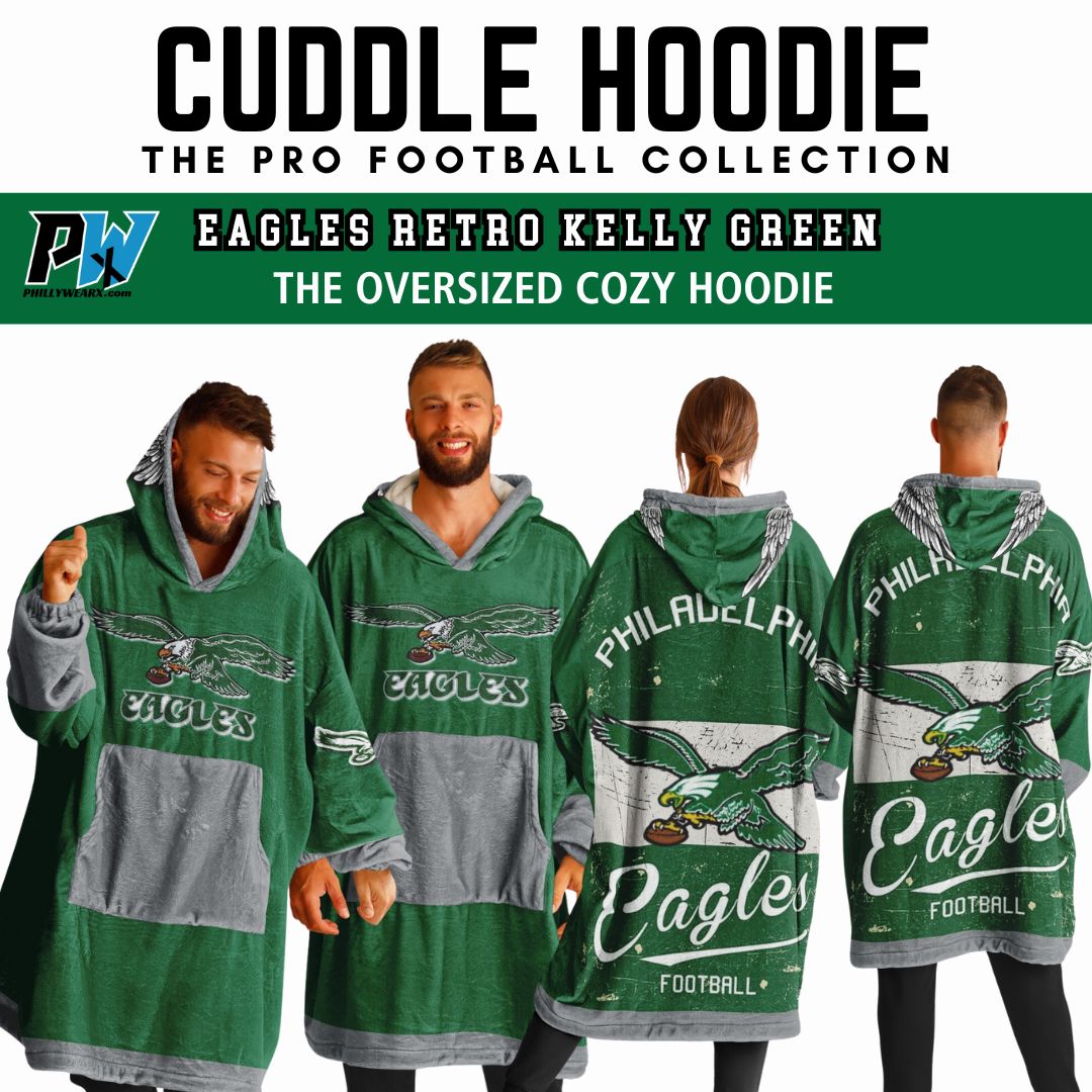 Eagles Retro Kelly Green Eagles Old School Look Oversize Hooded Blanket