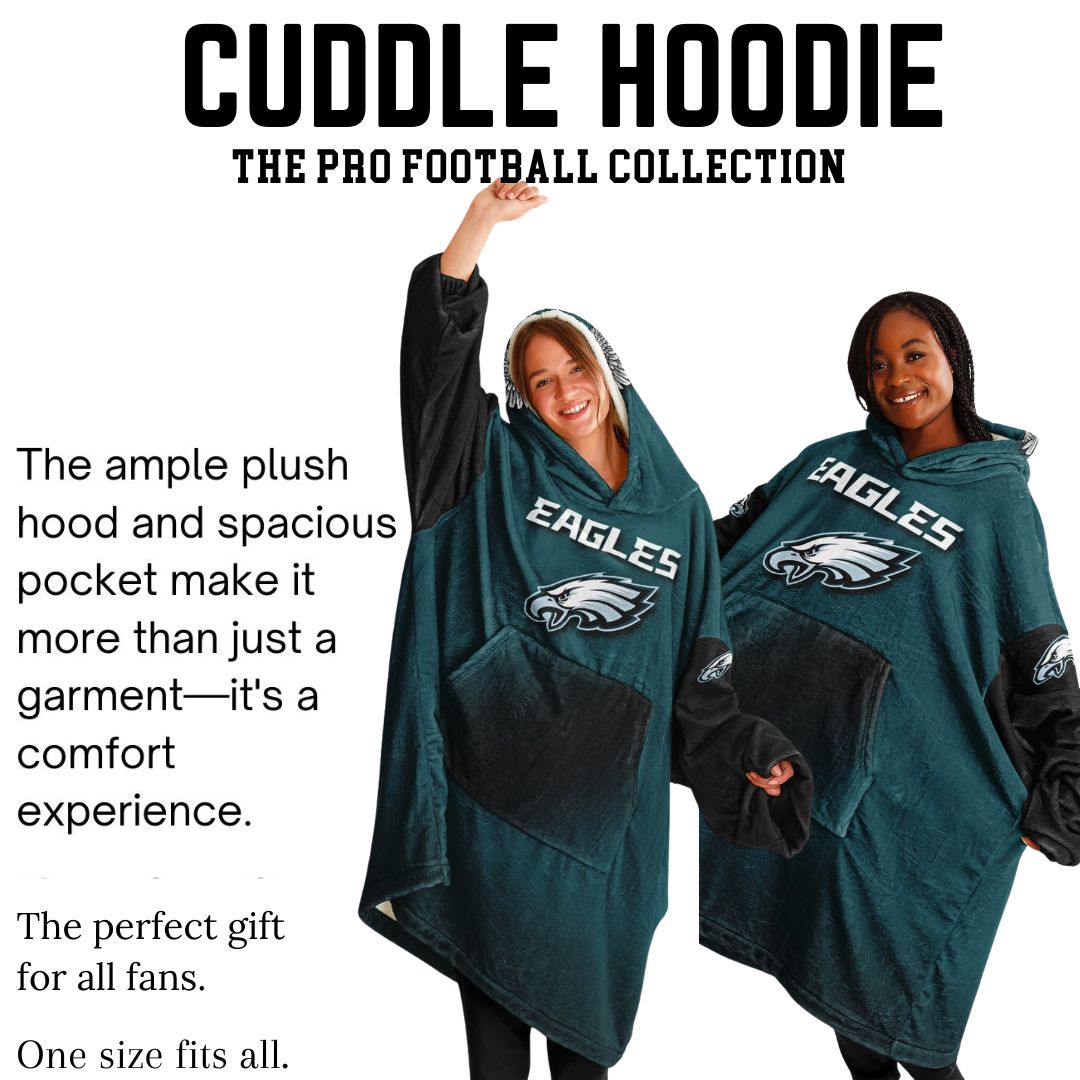 Eagles Home Green & Black Sleeves "Born To Win" "Fly Eagles Fly" Cuddle Hoodie