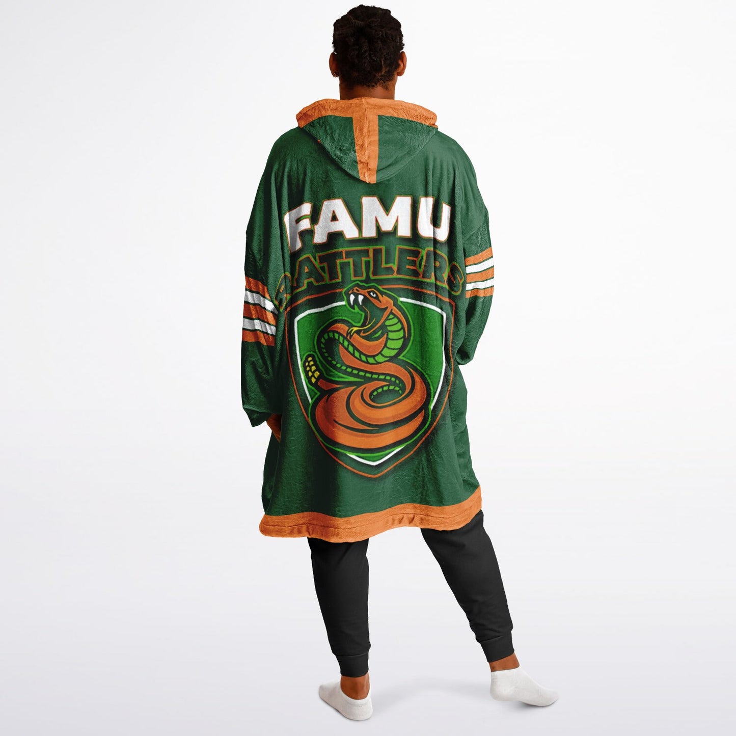 FAMU Green Cuddle Hoodie FAMU Rattlers Oversize Hooded Blanket Gift forAlumni, Fans & Family