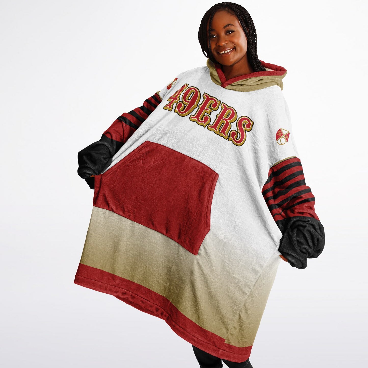 49ers White Gradient Cozy Oversize Cuddle Hoodie 49ers Cozy Hooded Blanket Gift