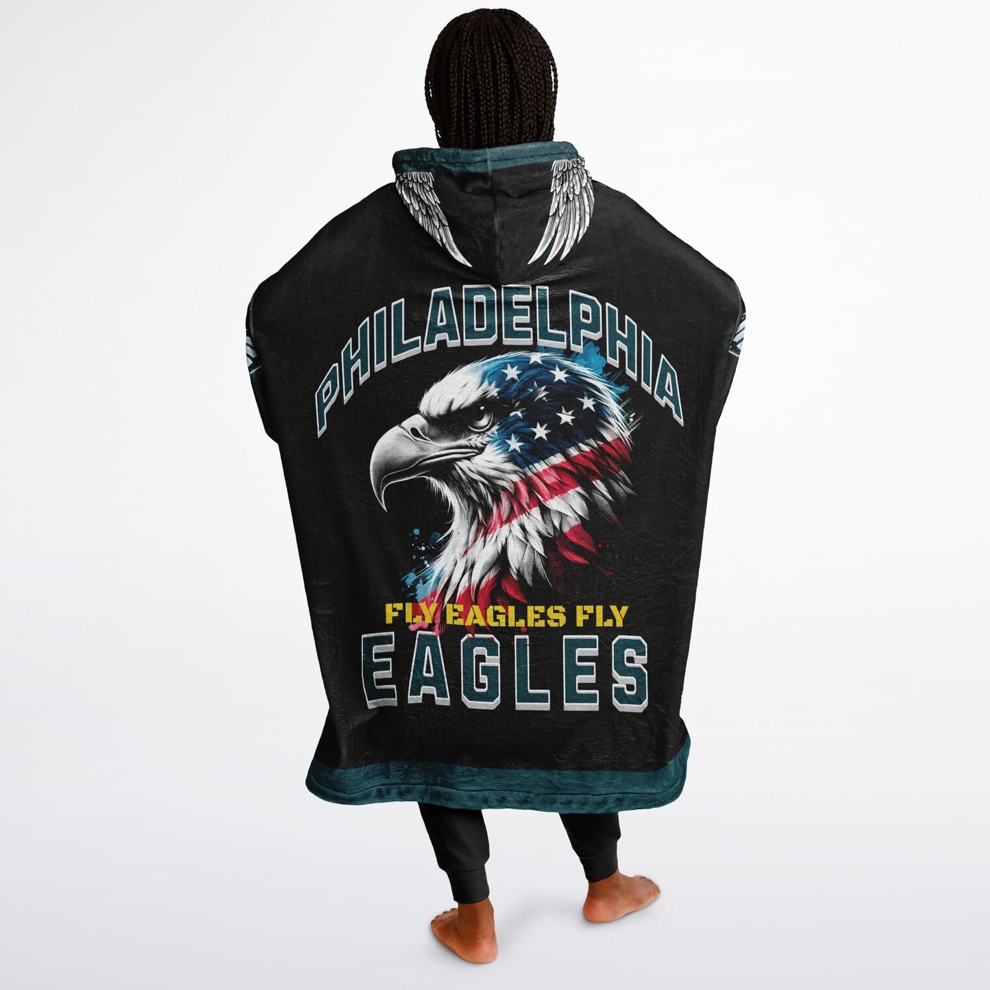 Eagles Military Black American Eagle "Fly Eagles Fly" Cuddle Hoodie Gift for Fans