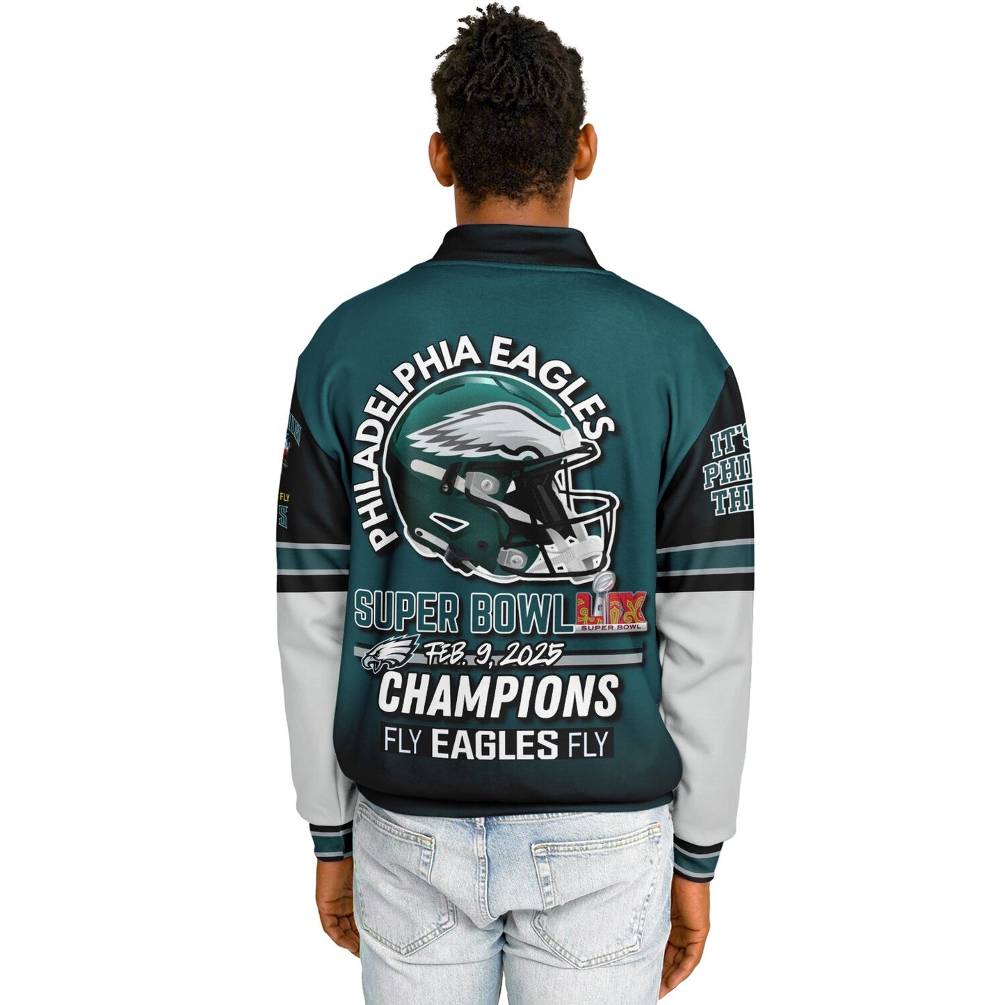 Midnight Green Super Bowl Champions Eagle Helmet Varsity Jacket