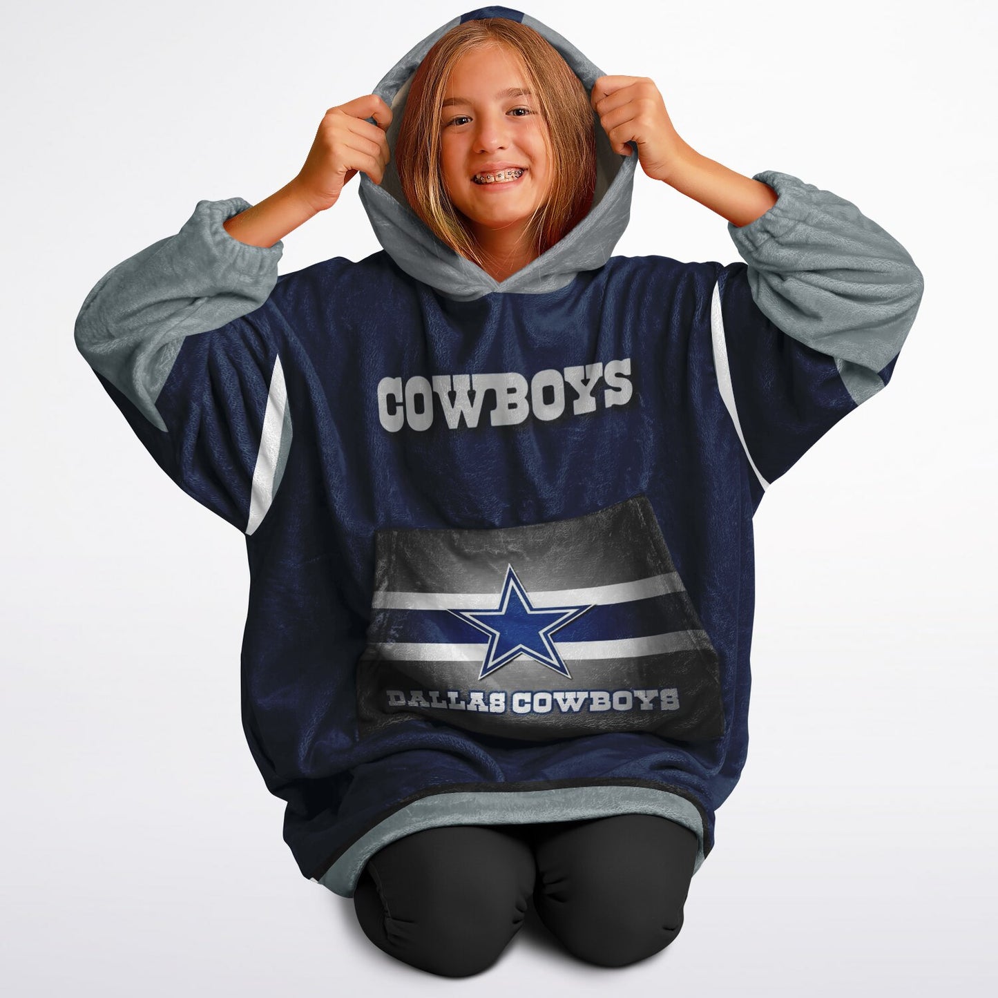Youth Dallas Cowboys Blue Star Oversize Cuddle Hoodie Young Fan Gift From Fan