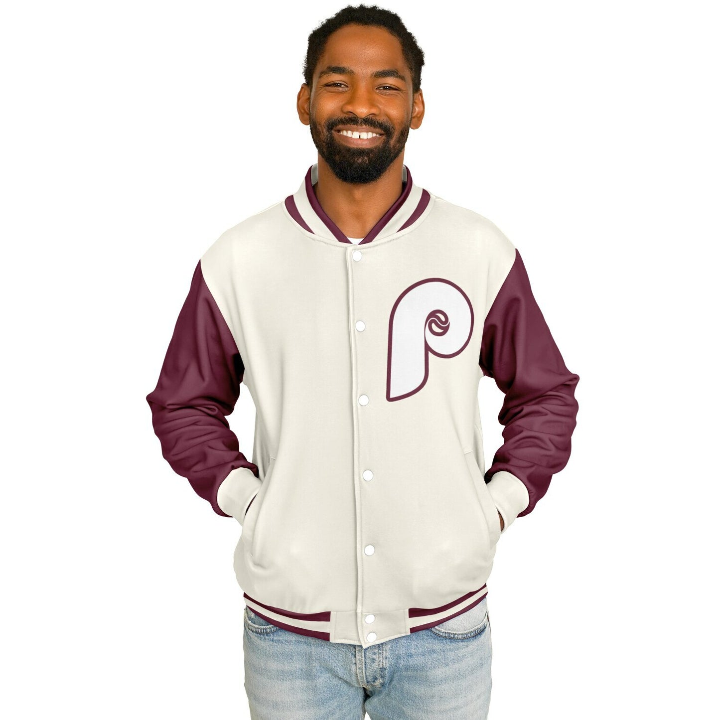 Philadelphia Phillies Cream Baseball Varsity Jacket