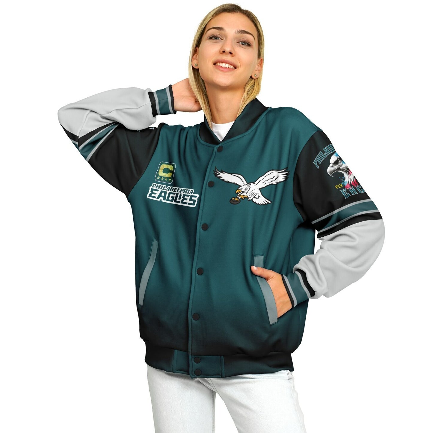 Midnight Green Super Bowl Champions Eagle Helmet Varsity Jacket