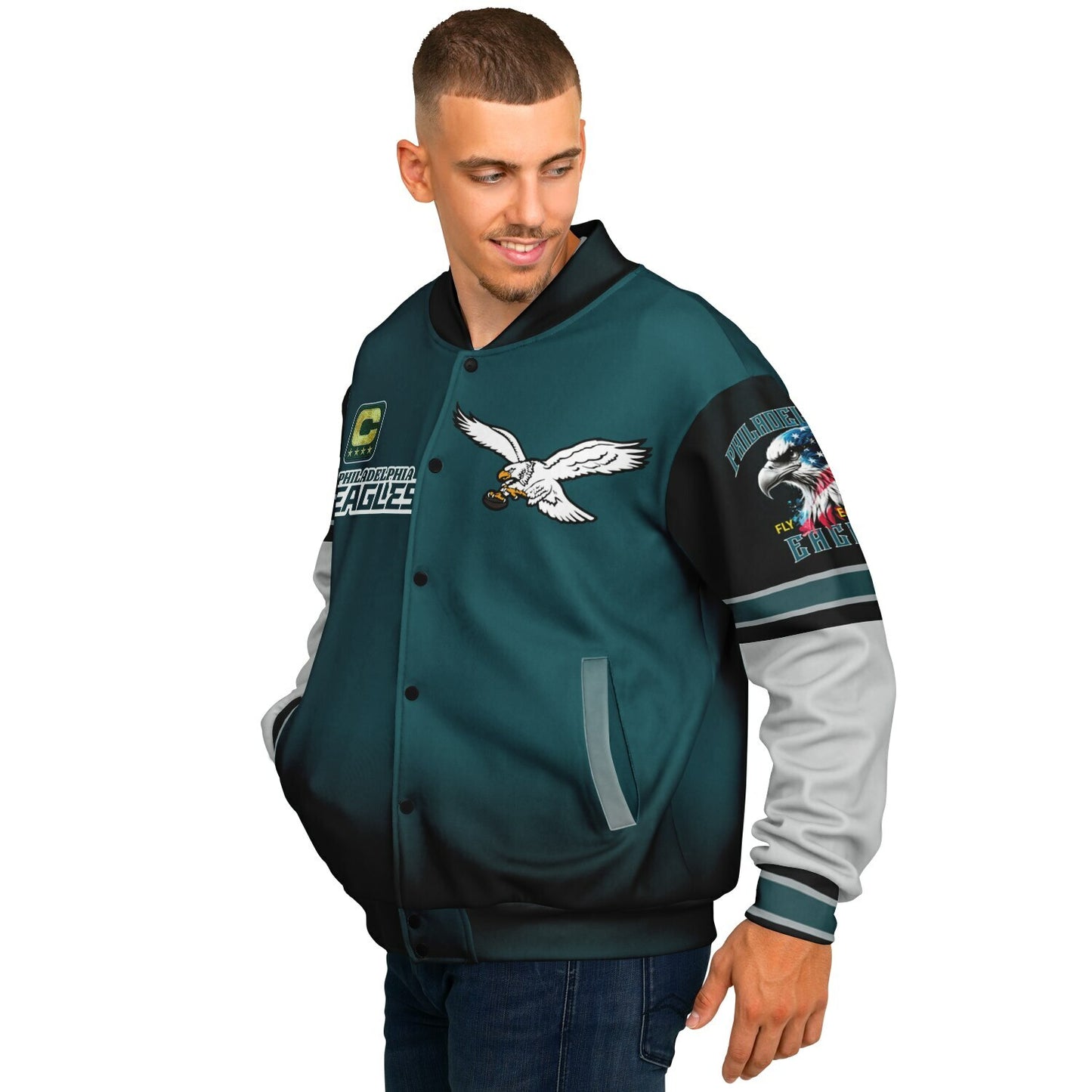 Midnight Green Super Bowl Champions Eagle Helmet Varsity Jacket