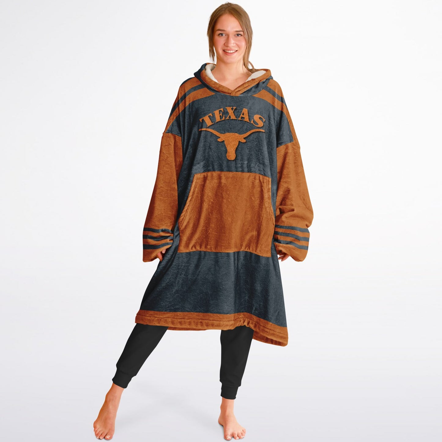 Texas Grey & Burnt Orange Cuddle Hoodie "Hook-em Horns" Gift for Texas Fans & Alumni