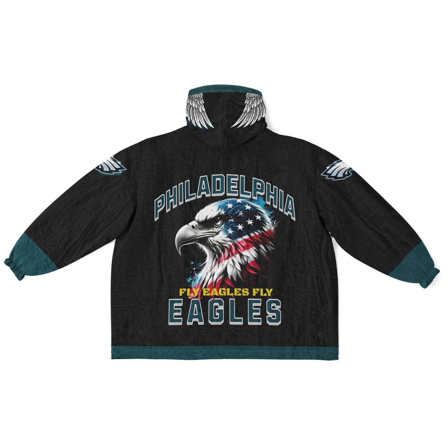 Eagles Military Black American Eagle "Fly Eagles Fly" Cuddle Hoodie Gift for Fans