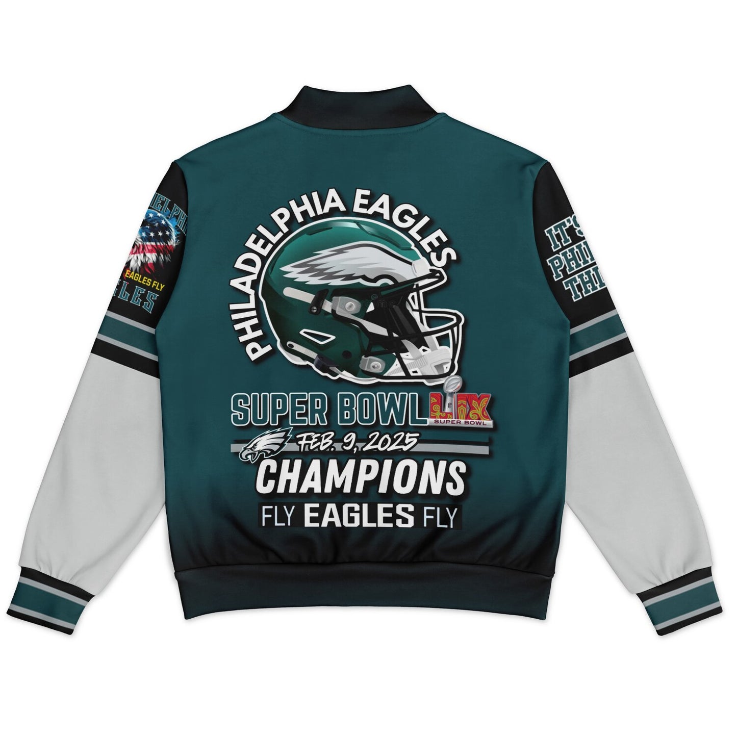 Midnight Green Super Bowl Champions Eagle Helmet Varsity Jacket
