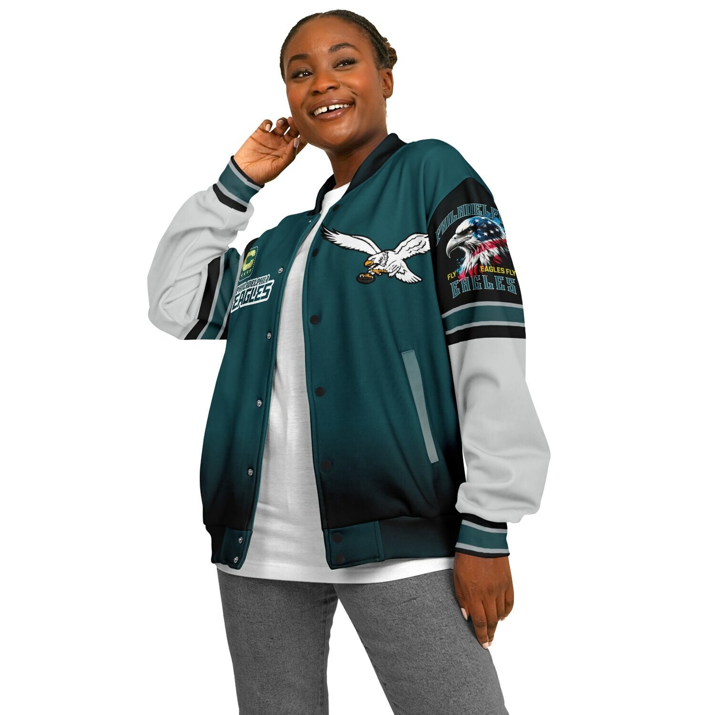 Midnight Green Super Bowl Champions Eagle Helmet Varsity Jacket