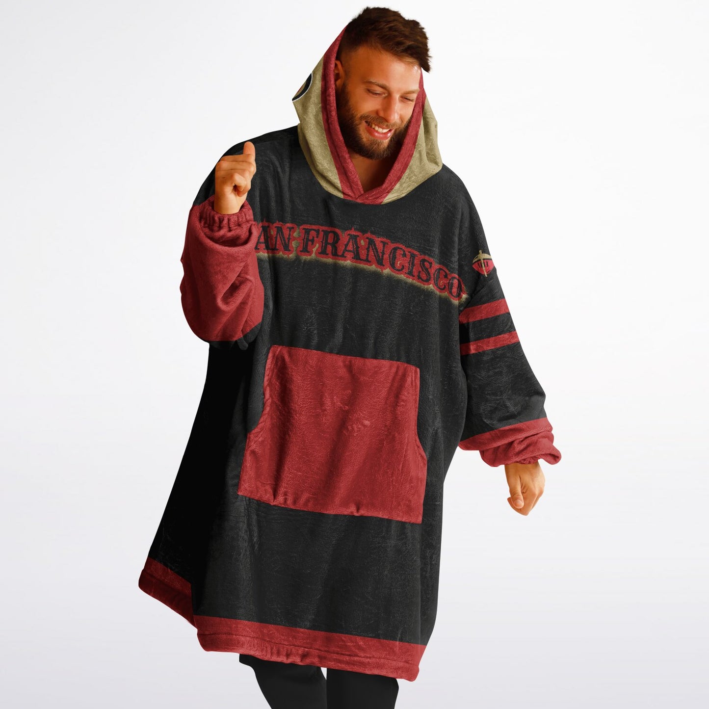 49ers Black Oversize Cuddle Hoodie San Francisco 49ers Cozy Hooded Blanket Gift