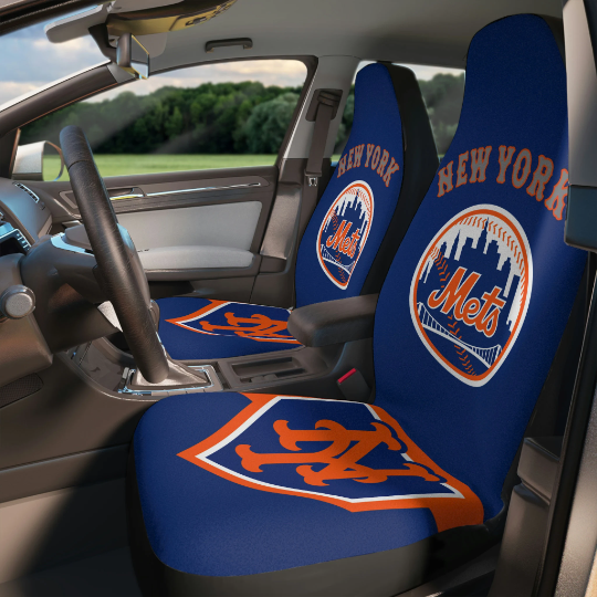 NY Mets Car Seat Covers, blue and orange Truck seat covers, NY Mets fan gift, car accessories gift