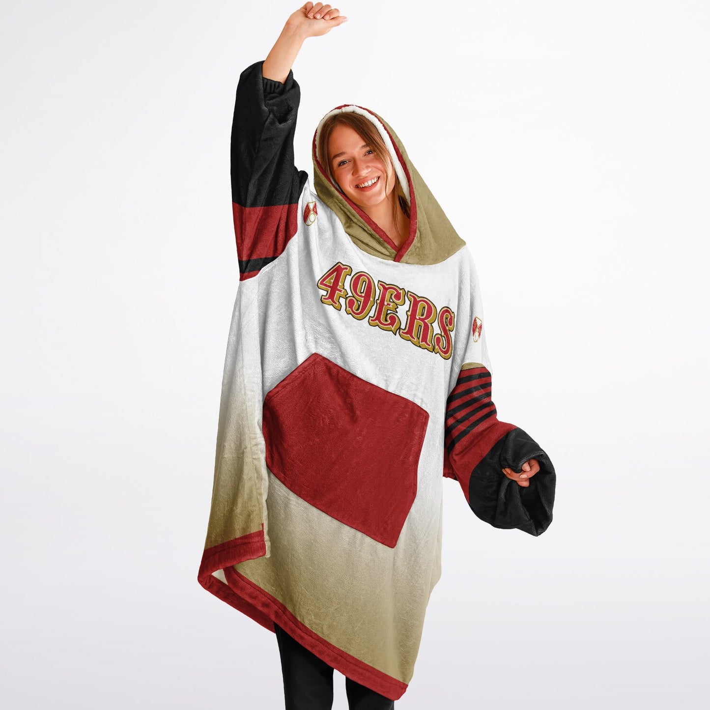 49ers White Gradient Cozy Oversize Cuddle Hoodie 49ers Cozy Hooded Blanket Gift