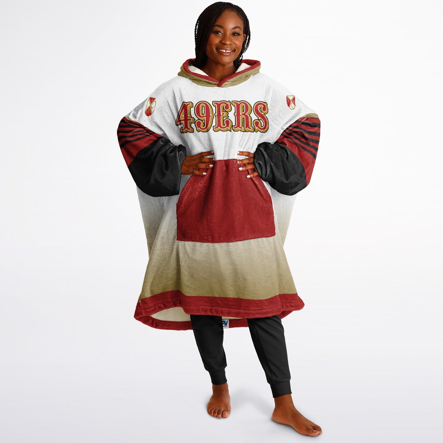 49ers White Gradient Cozy Oversize Cuddle Hoodie 49ers Cozy Hooded Blanket Gift