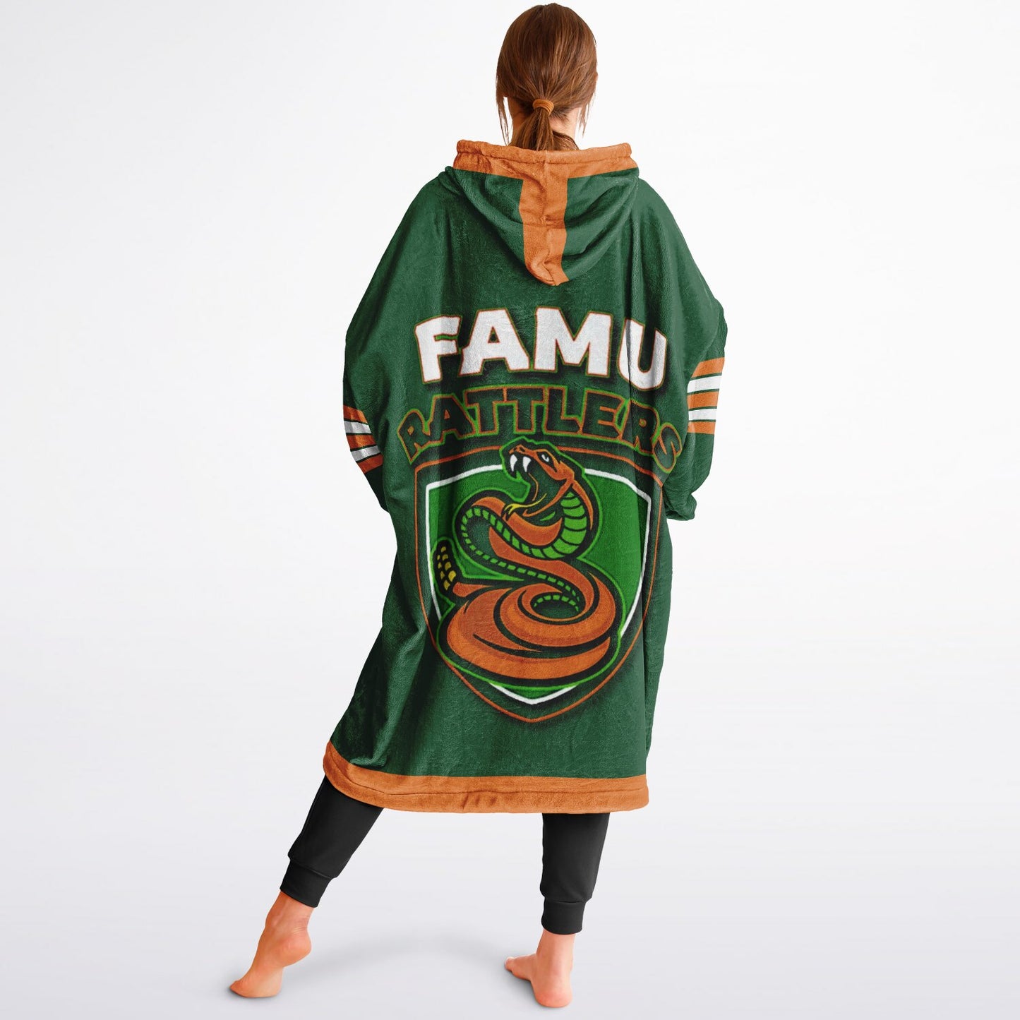 FAMU Green Cuddle Hoodie FAMU Rattlers Oversize Hooded Blanket Gift forAlumni, Fans & Family