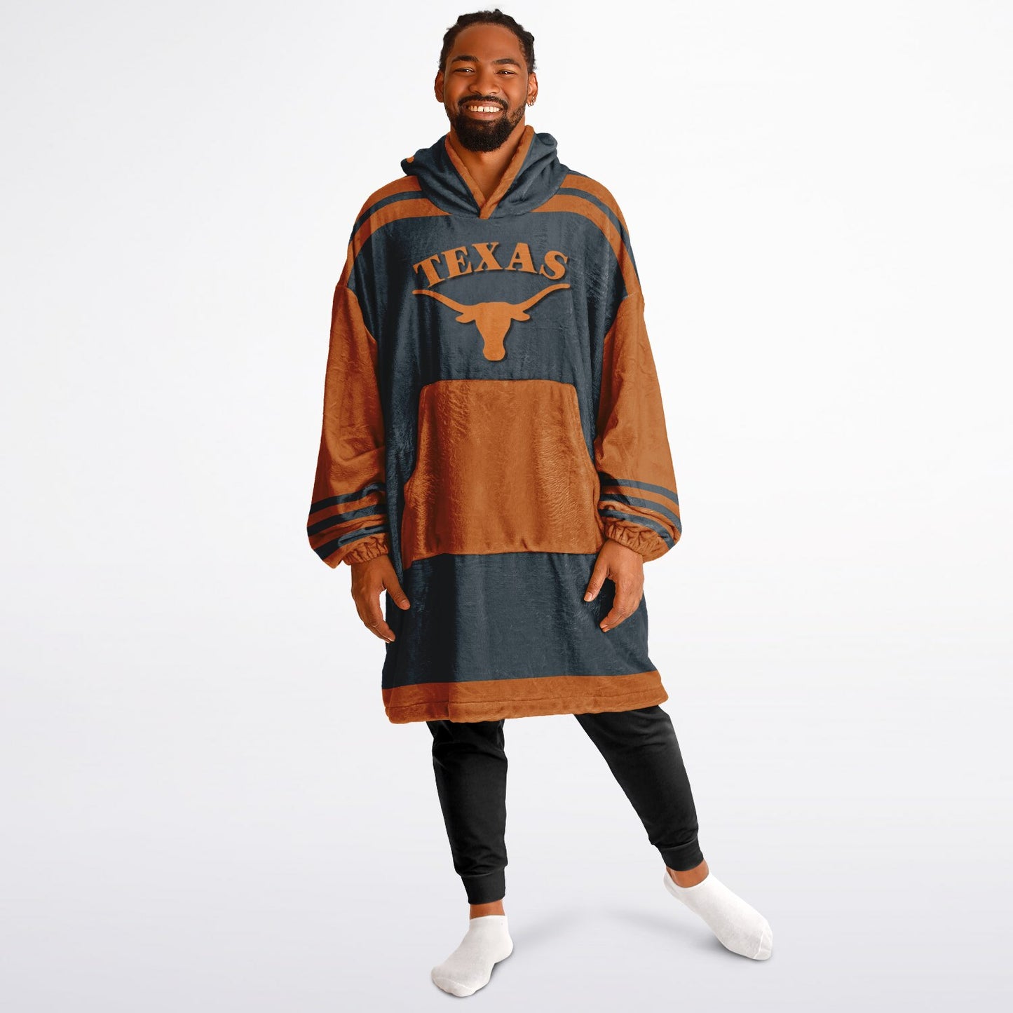 Texas Grey & Burnt Orange Cuddle Hoodie "Hook-em Horns" Gift for Texas Fans & Alumni