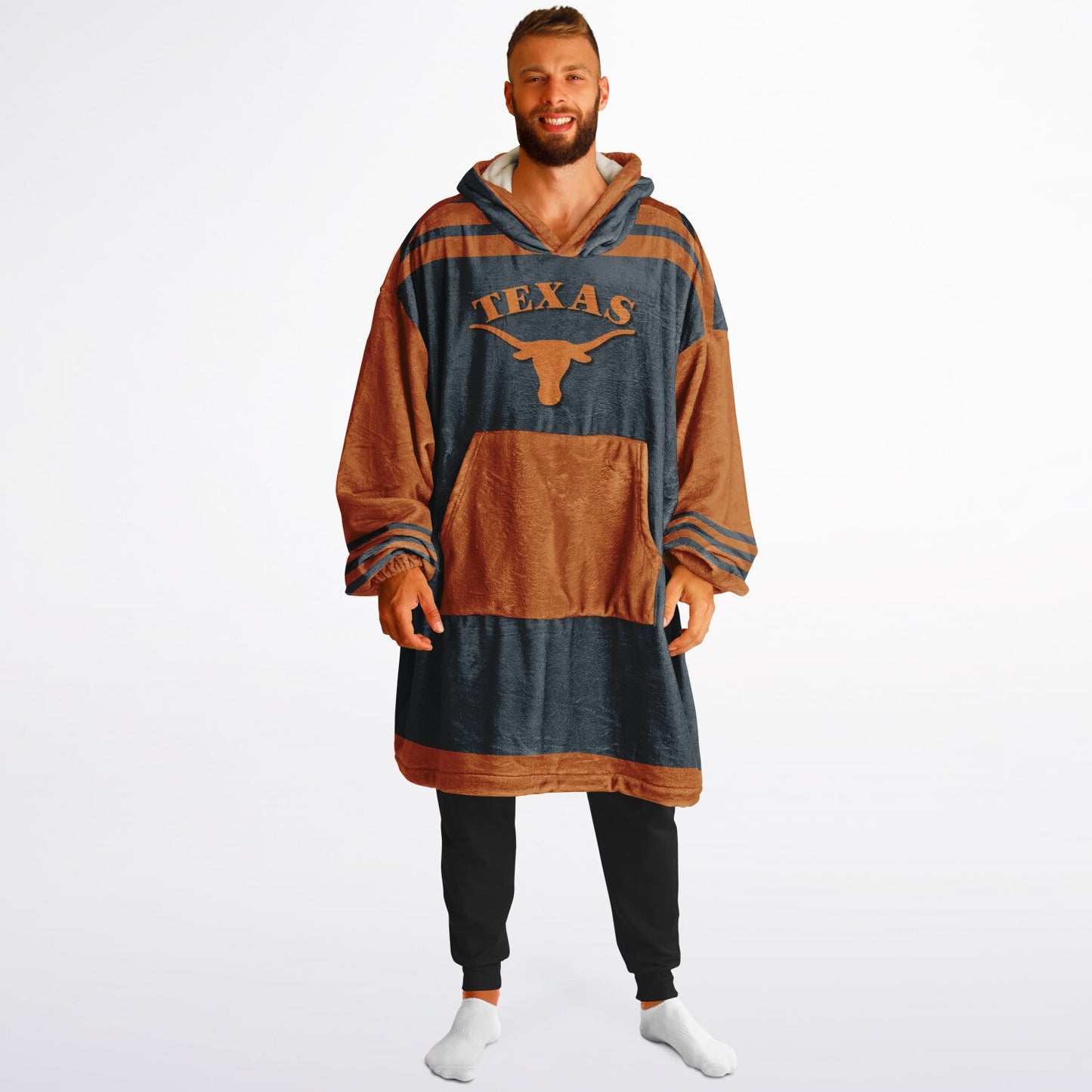 Texas Grey & Burnt Orange Cuddle Hoodie "Hook-em Horns" Gift for Texas Fans & Alumni
