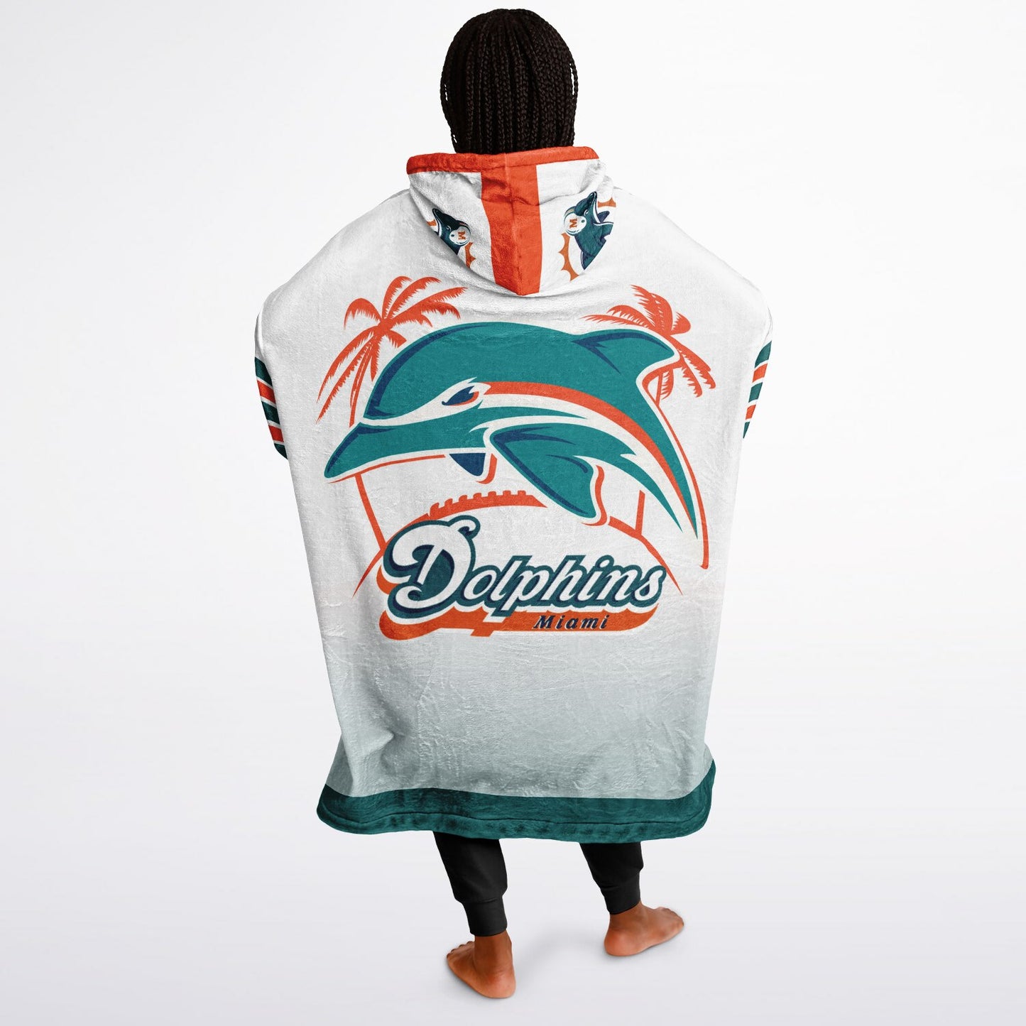 Miami Dolphins Retro White Football Cuddle Hoodie