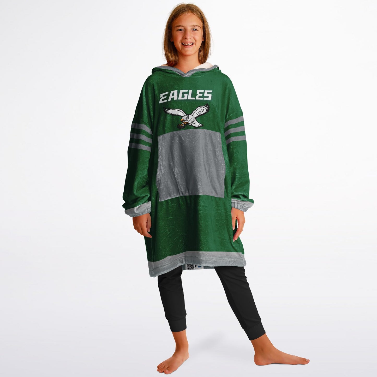 Youth Eagles Hoodie Blanket Youth Eagles Retro Kelly Green Cuddle Hoodie