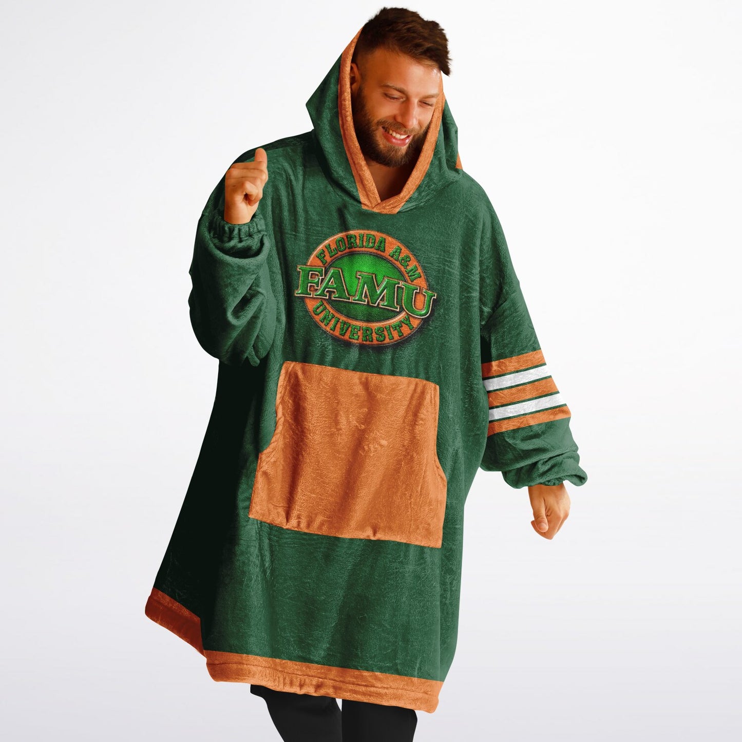 FAMU Green Cuddle Hoodie FAMU Rattlers Oversize Hooded Blanket Gift forAlumni, Fans & Family