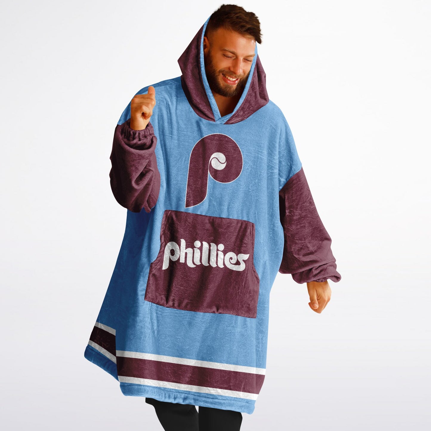 Phillies Retro Blue Oversize Hooded Blanket
