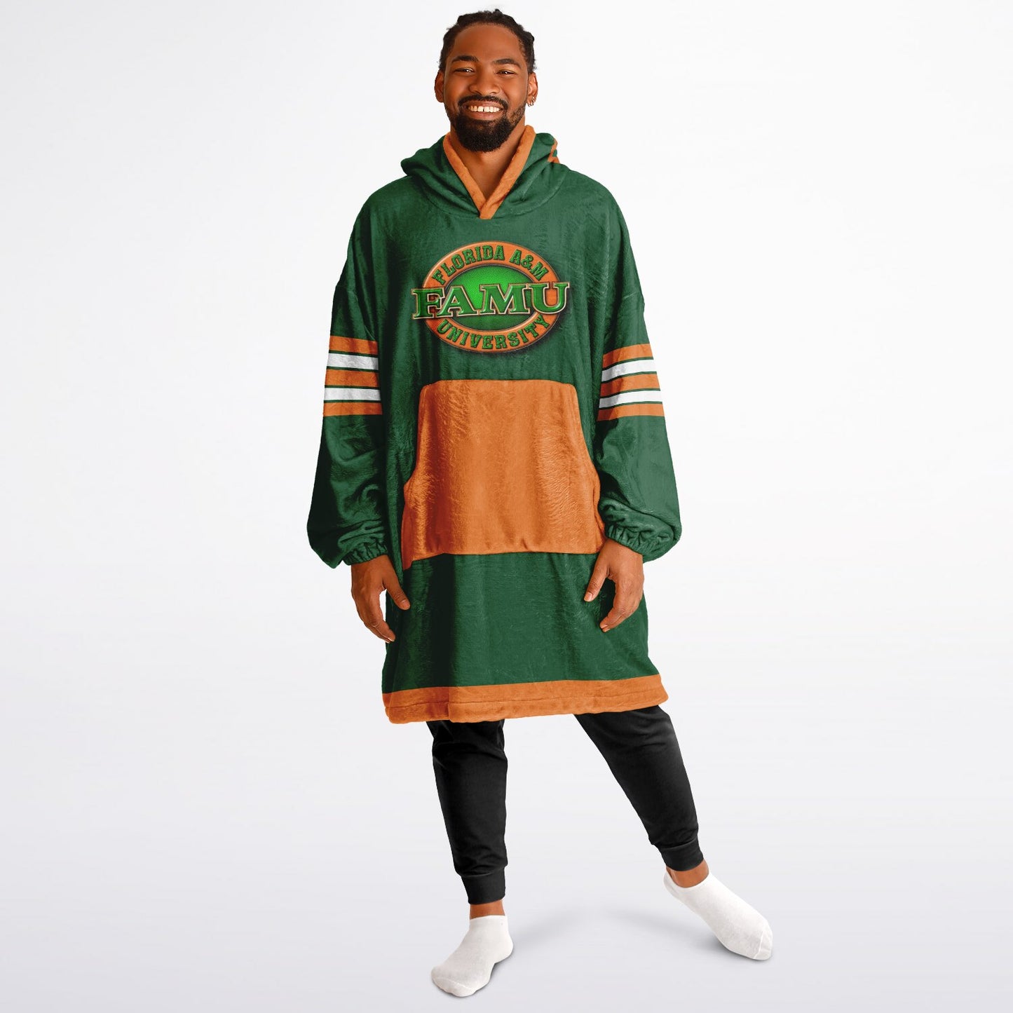 FAMU Green Cuddle Hoodie FAMU Rattlers Oversize Hooded Blanket Gift forAlumni, Fans & Family
