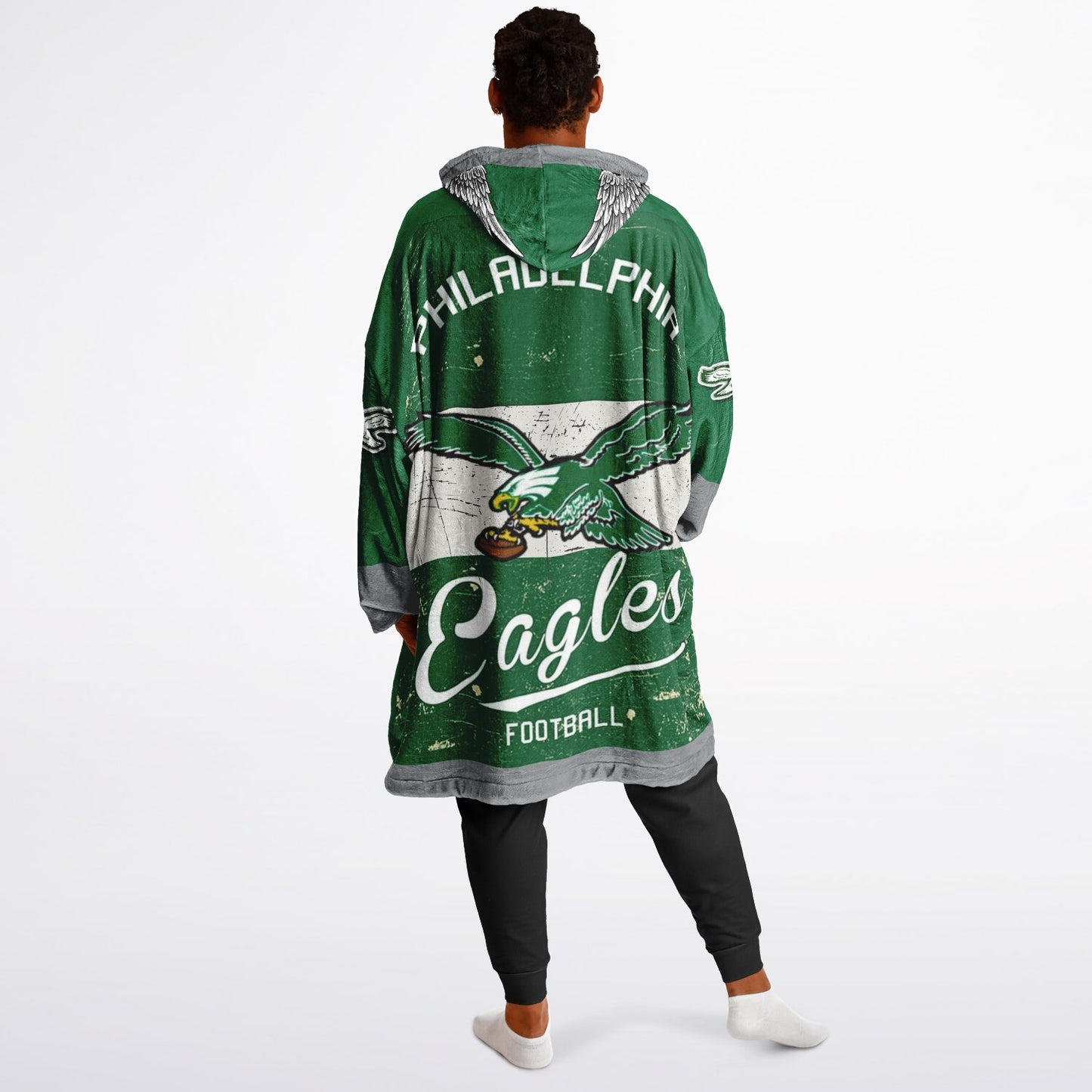 Eagles Retro Kelly Green Eagles Old School Look Oversize Hooded Blanket