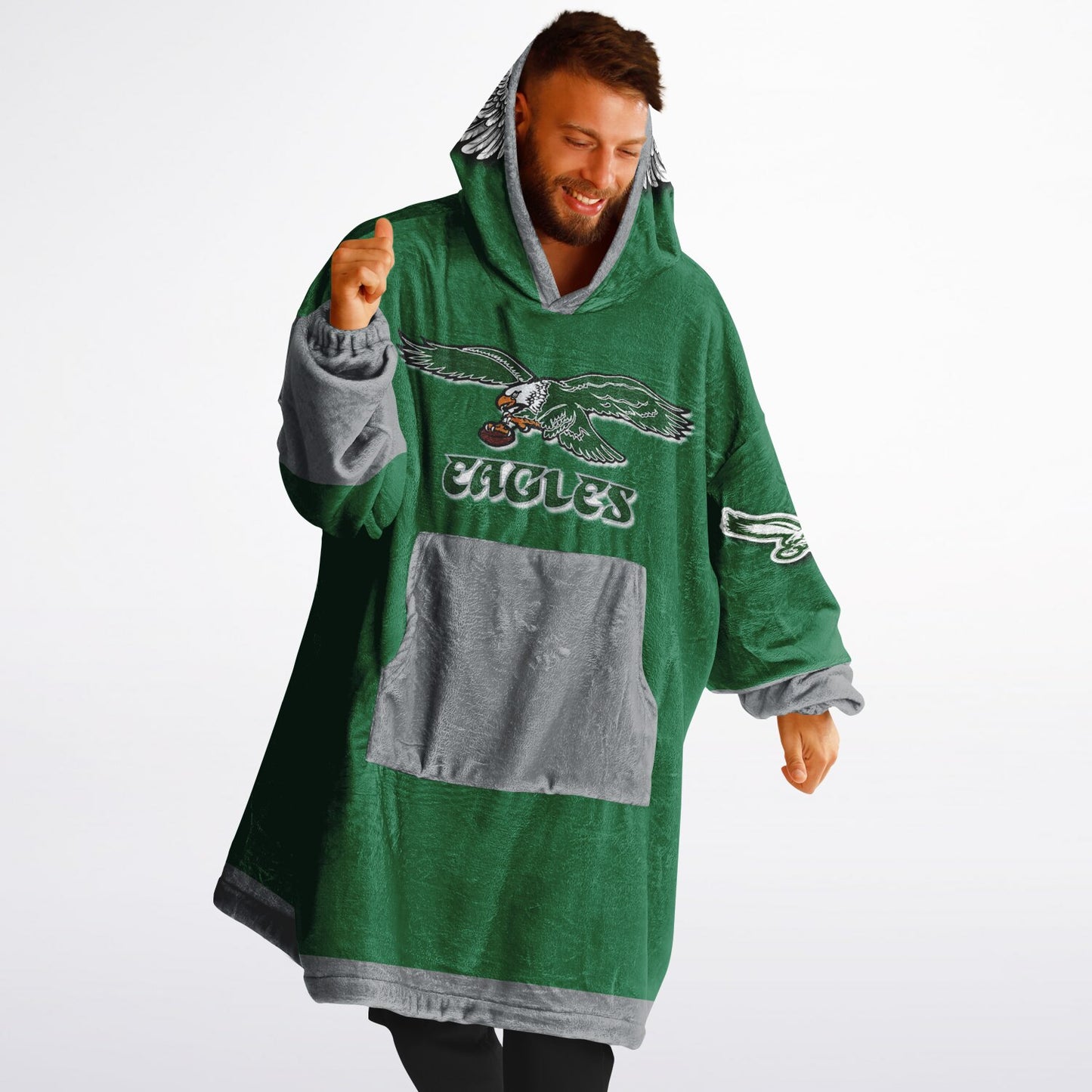 Eagles Retro Kelly Green Eagles Old School Look Oversize Hooded Blanket
